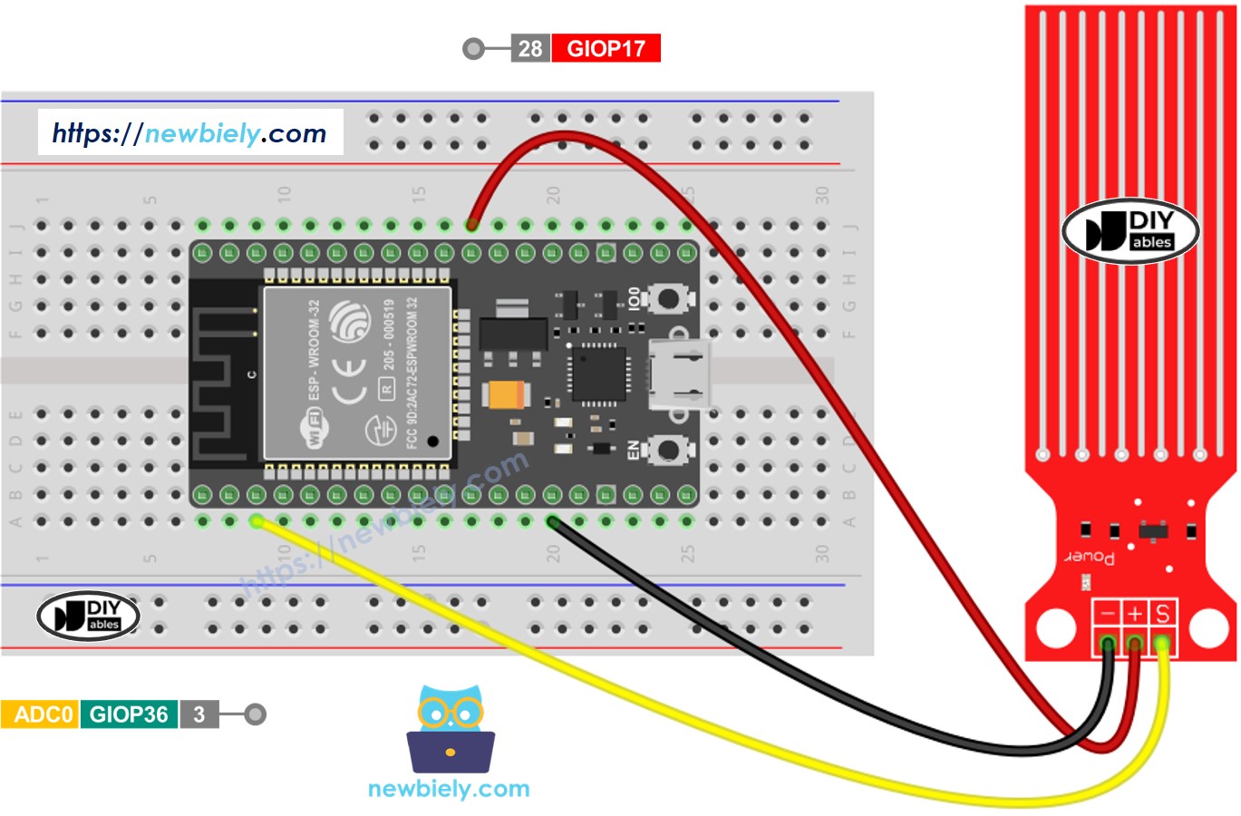 ESP32 MicroPython Wassersensor Schaltplan