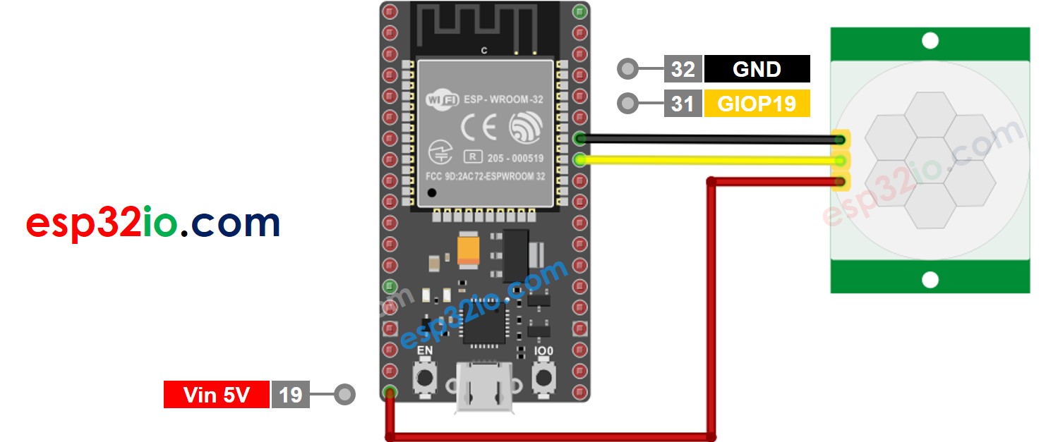 ESP32-Bewegungssensor-Verdrahtungsdiagramm