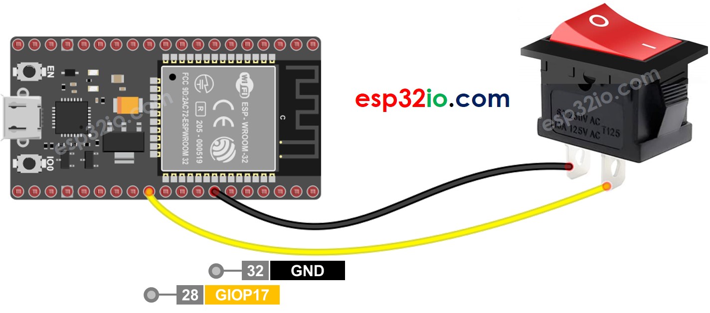 ESP32 Ein/Aus-Schalter Verdrahtungsdiagramm