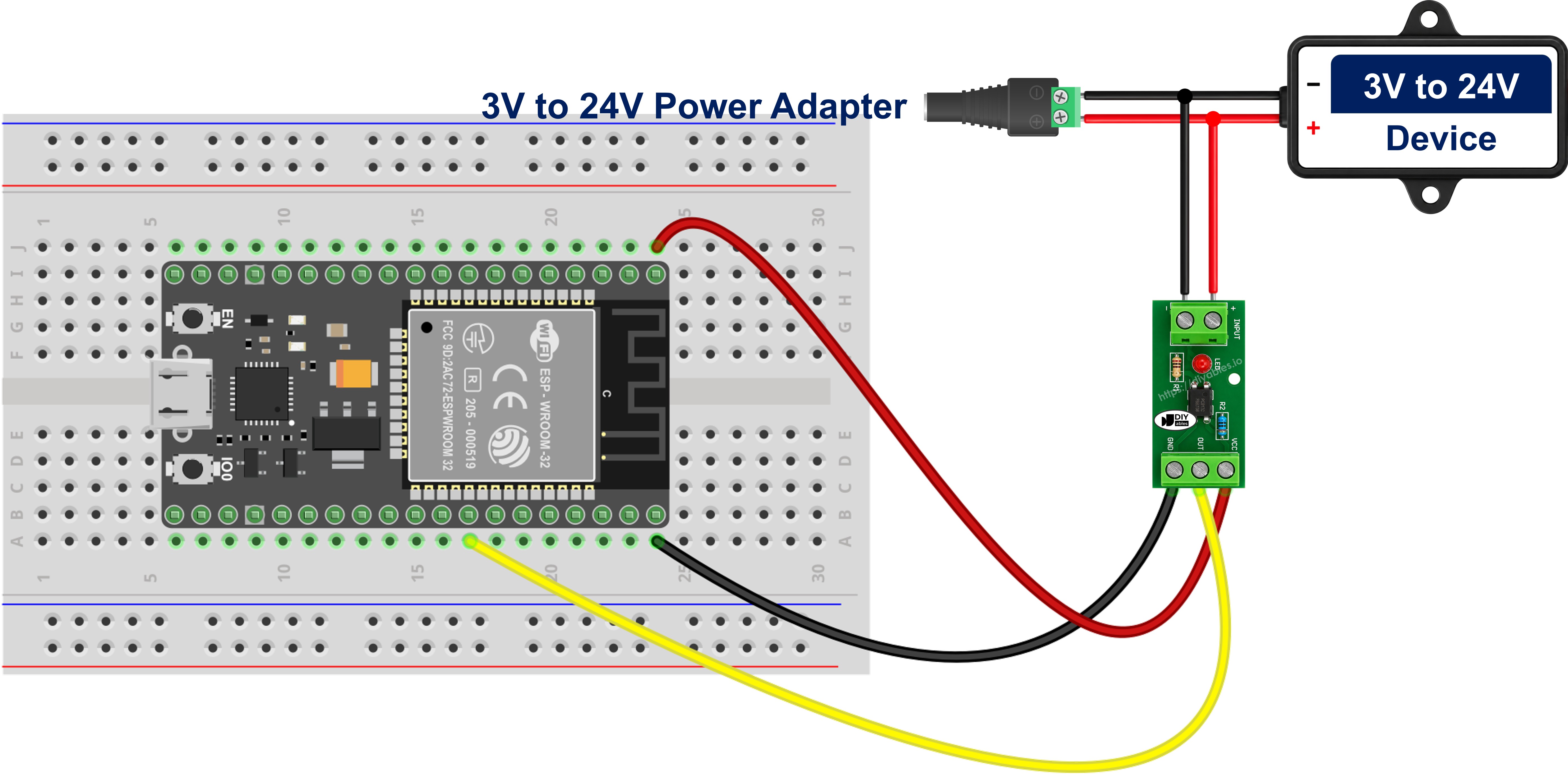 ESP32 PC817 Optokopplermodul Schaltplan auf Steckbrett