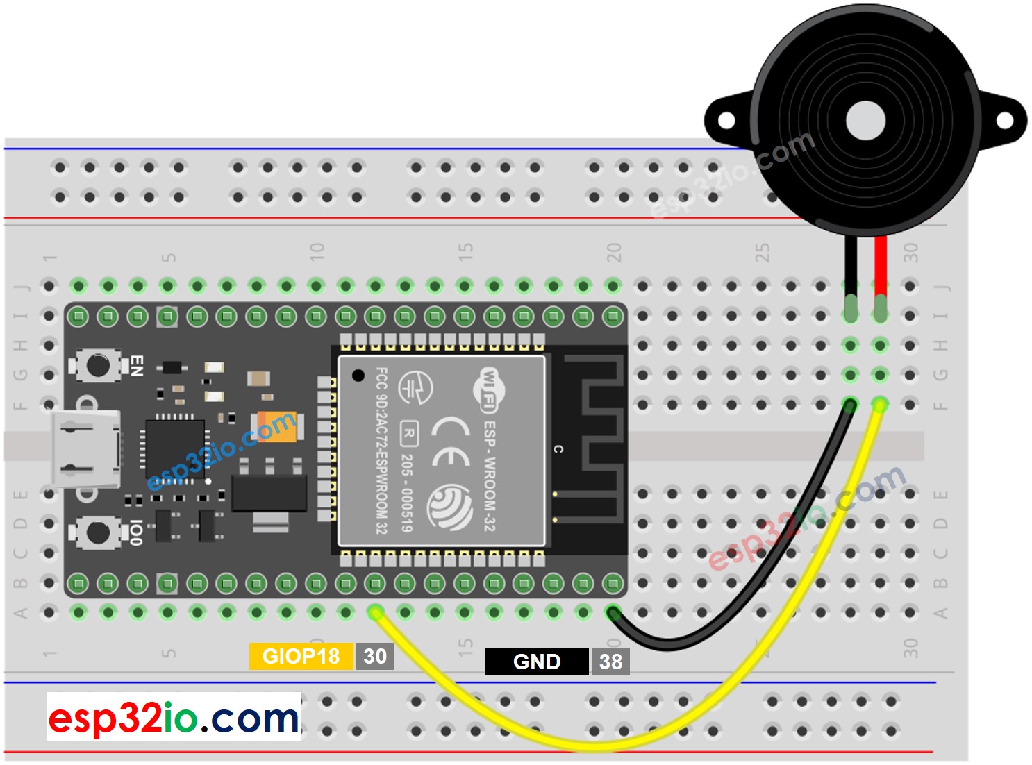 ESP32 Piezo-Summer Verdrahtungsdiagramm