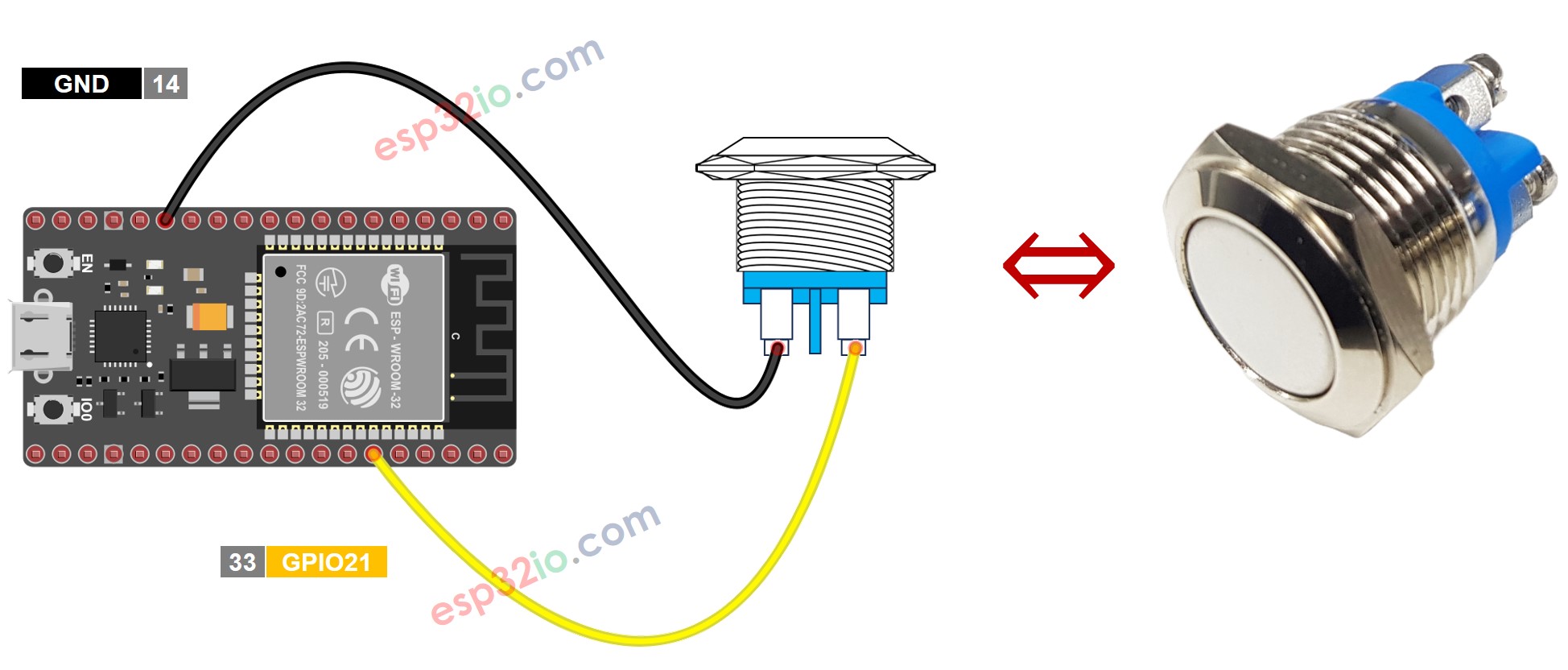 ESP32 Zwei-Pin-Taster Schaltplan