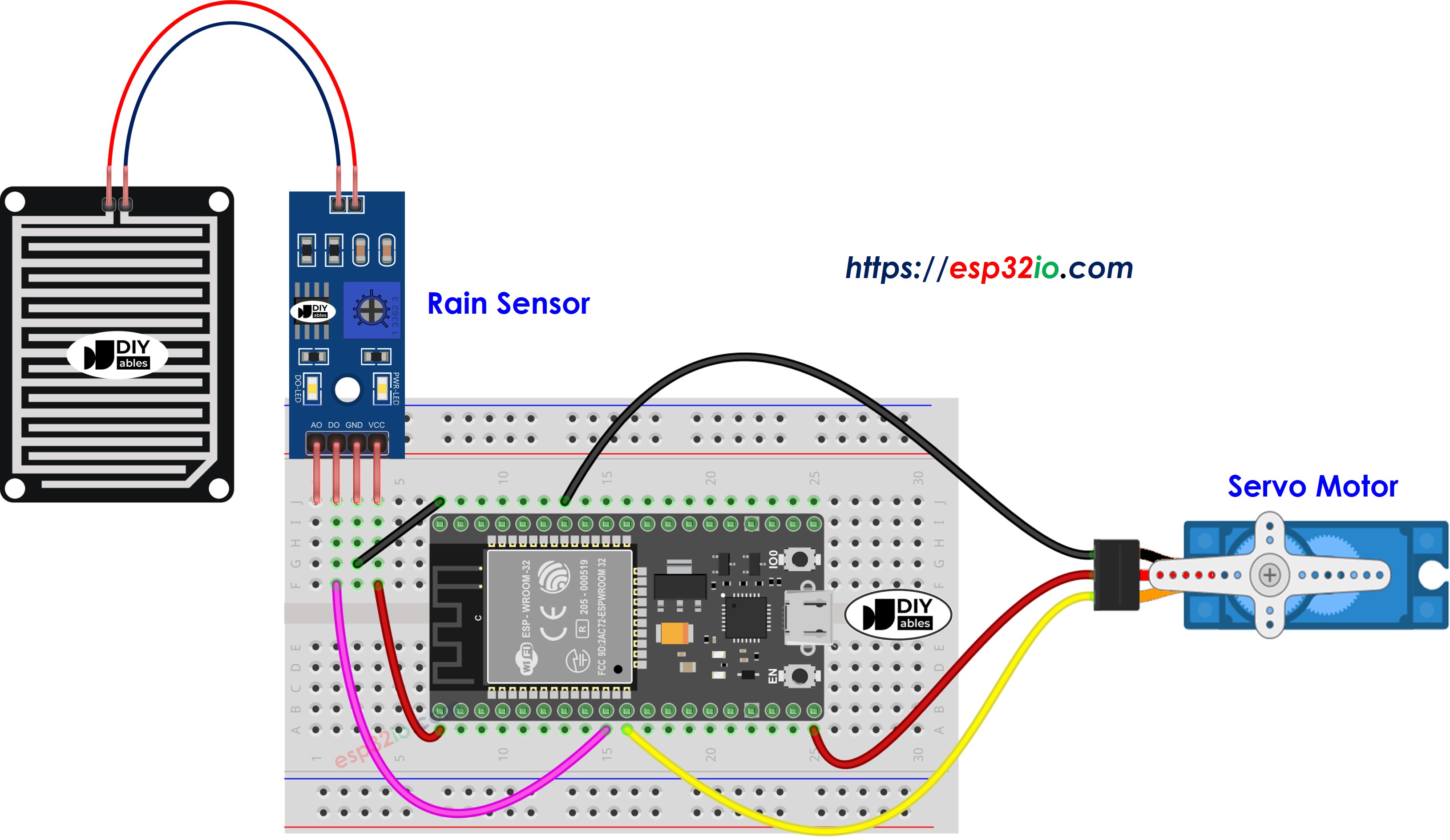 ESP32-Regen-Sensor-Servomotor-Schaltplan