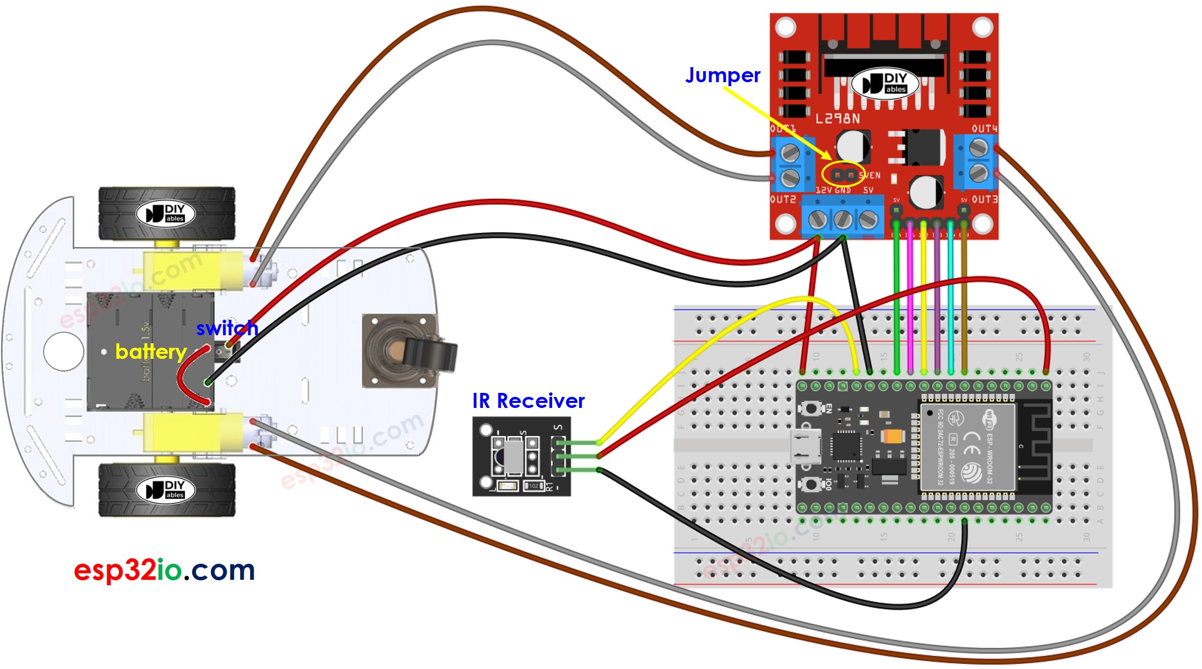 ESP32 2WD Auto-Verdrahtungsdiagramm