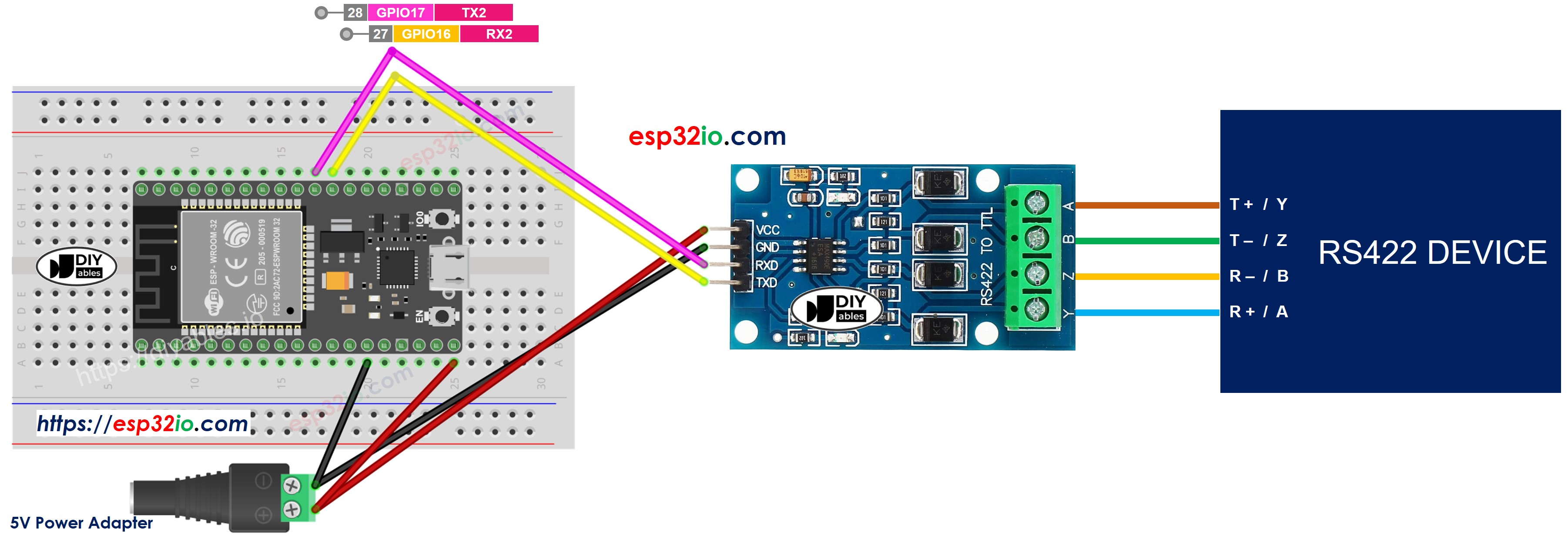 ESP32 TTL zu RS-422 Verdrahtungsdiagramm