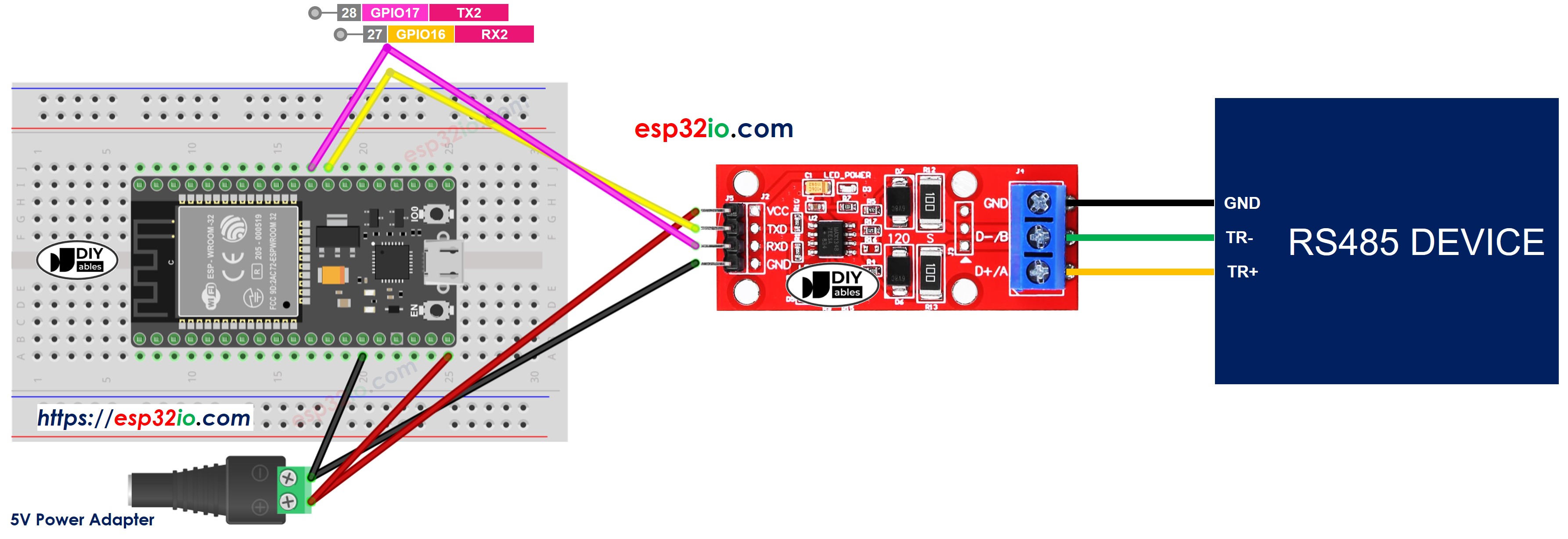 ESP32 TTL zu RS-485 Verdrahtungsdiagramm