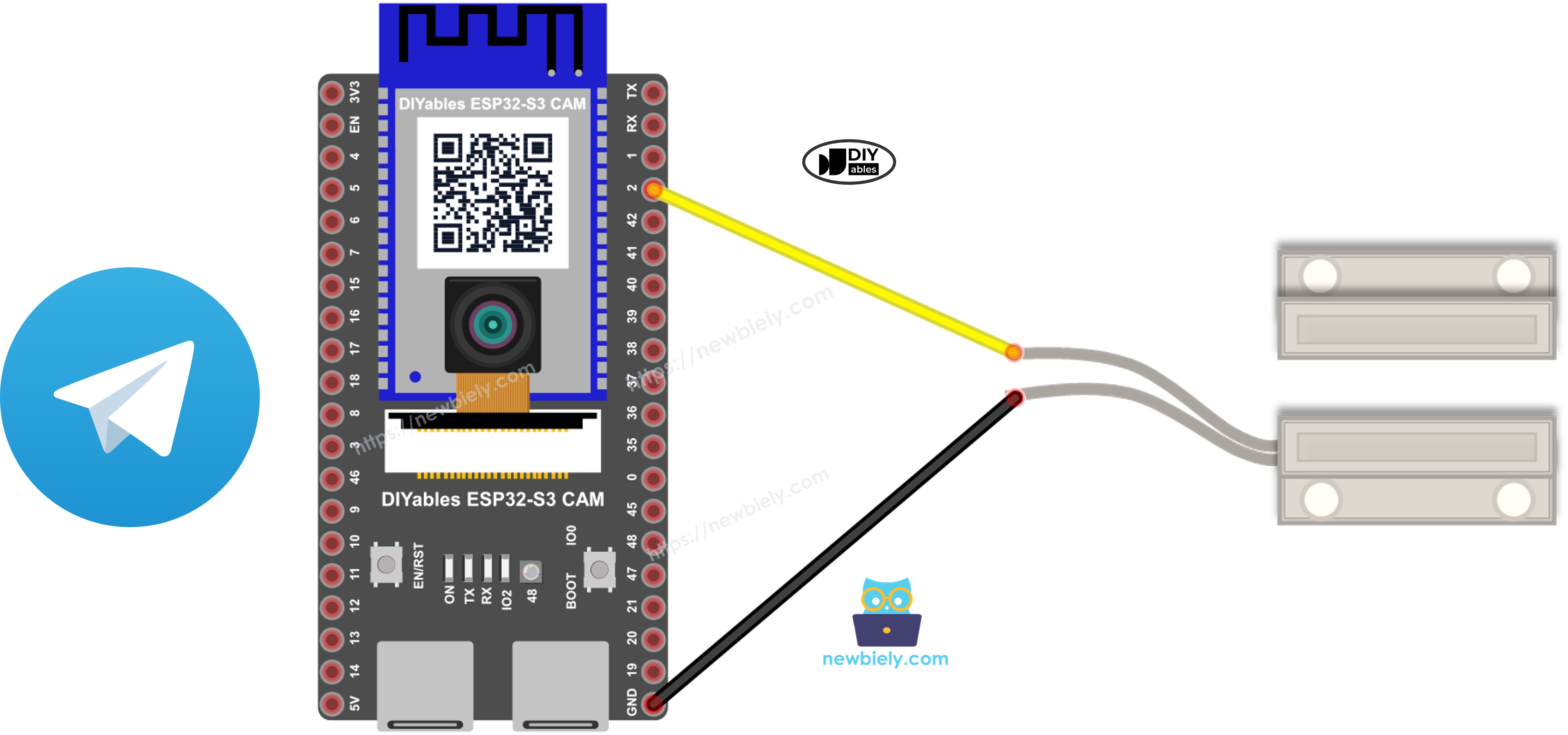 ESP32 S3 Türsensor Telegram Schaltplan