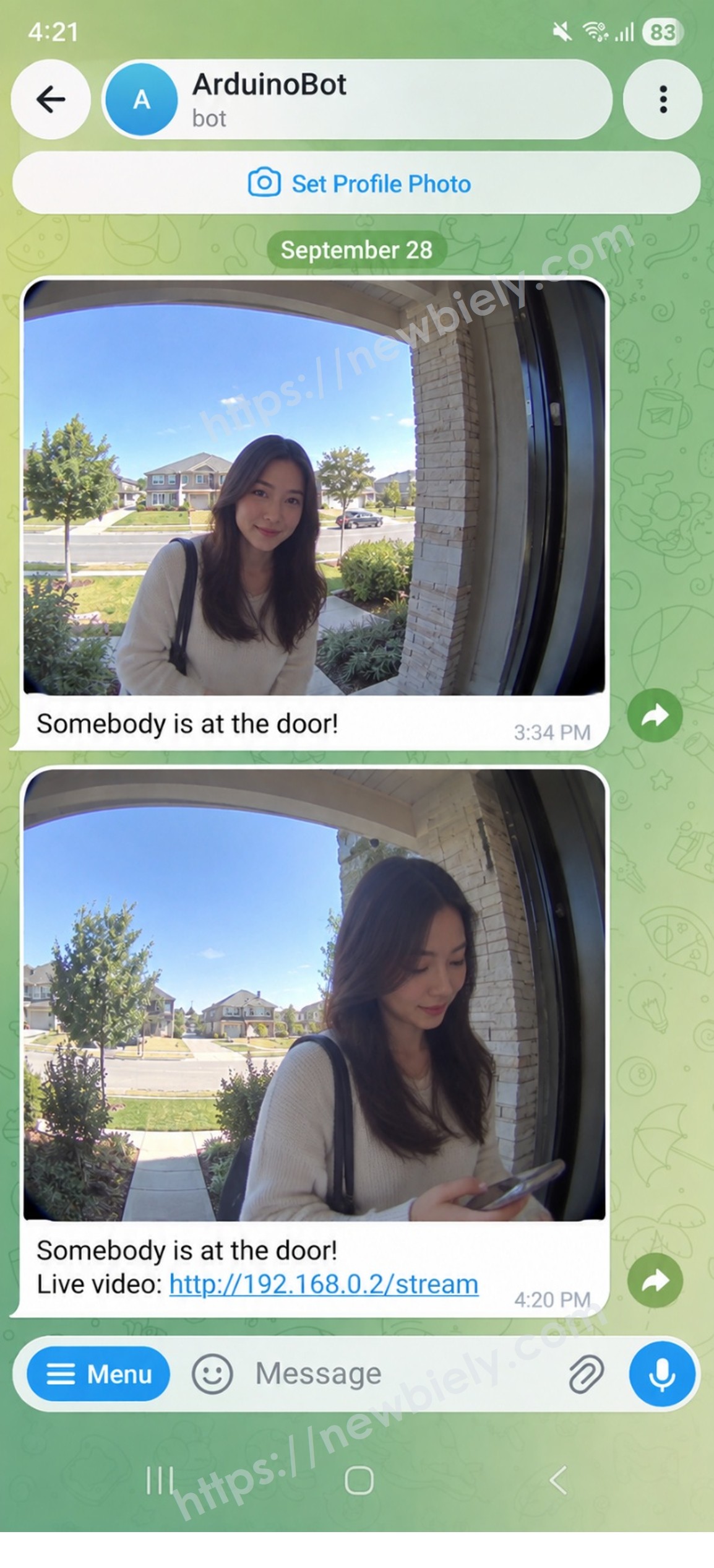ESP32 S3 Türklingel Foto in Telegram