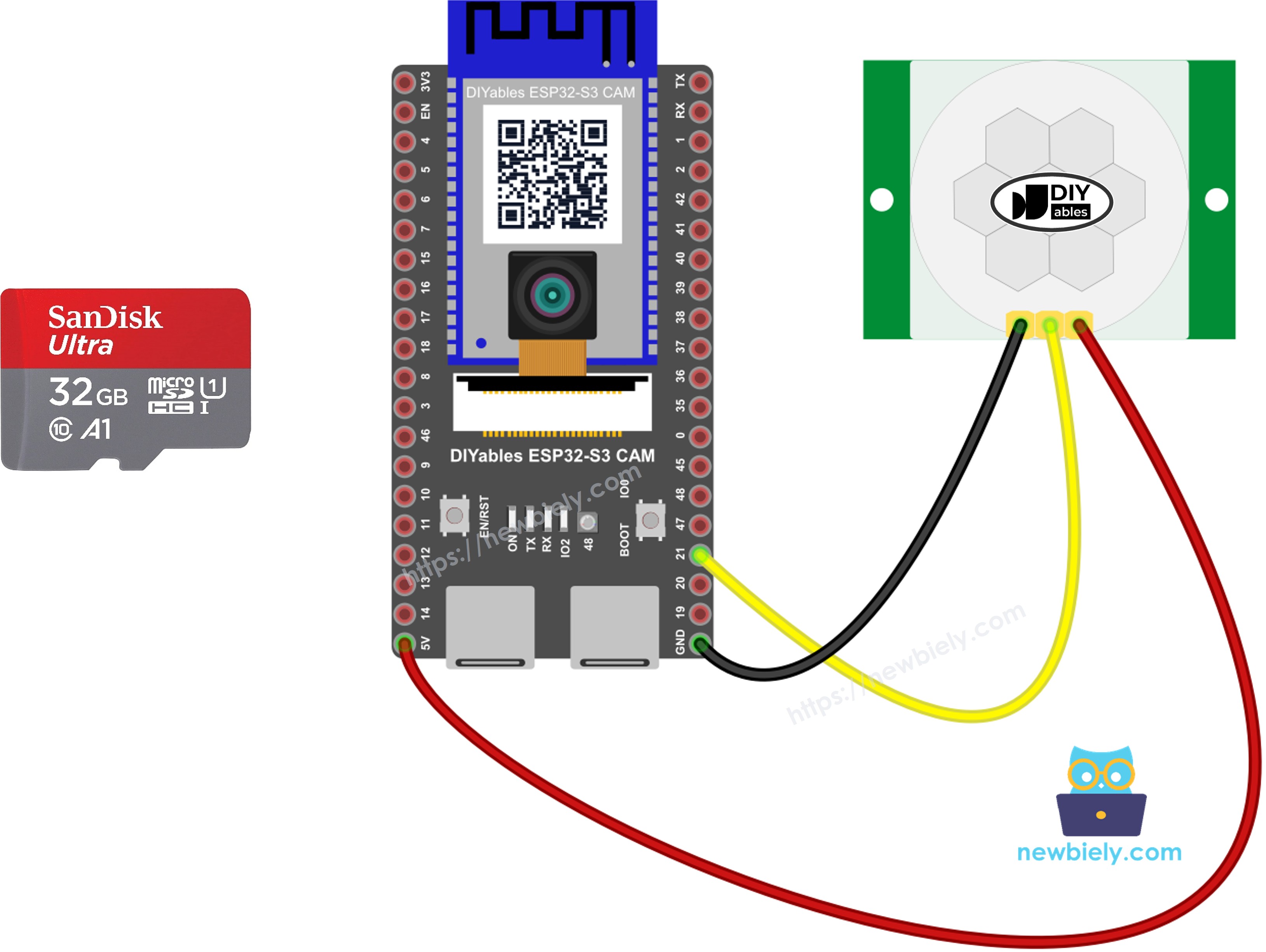 ESP32 S3 PIR-Bewegungssensor Schaltplan