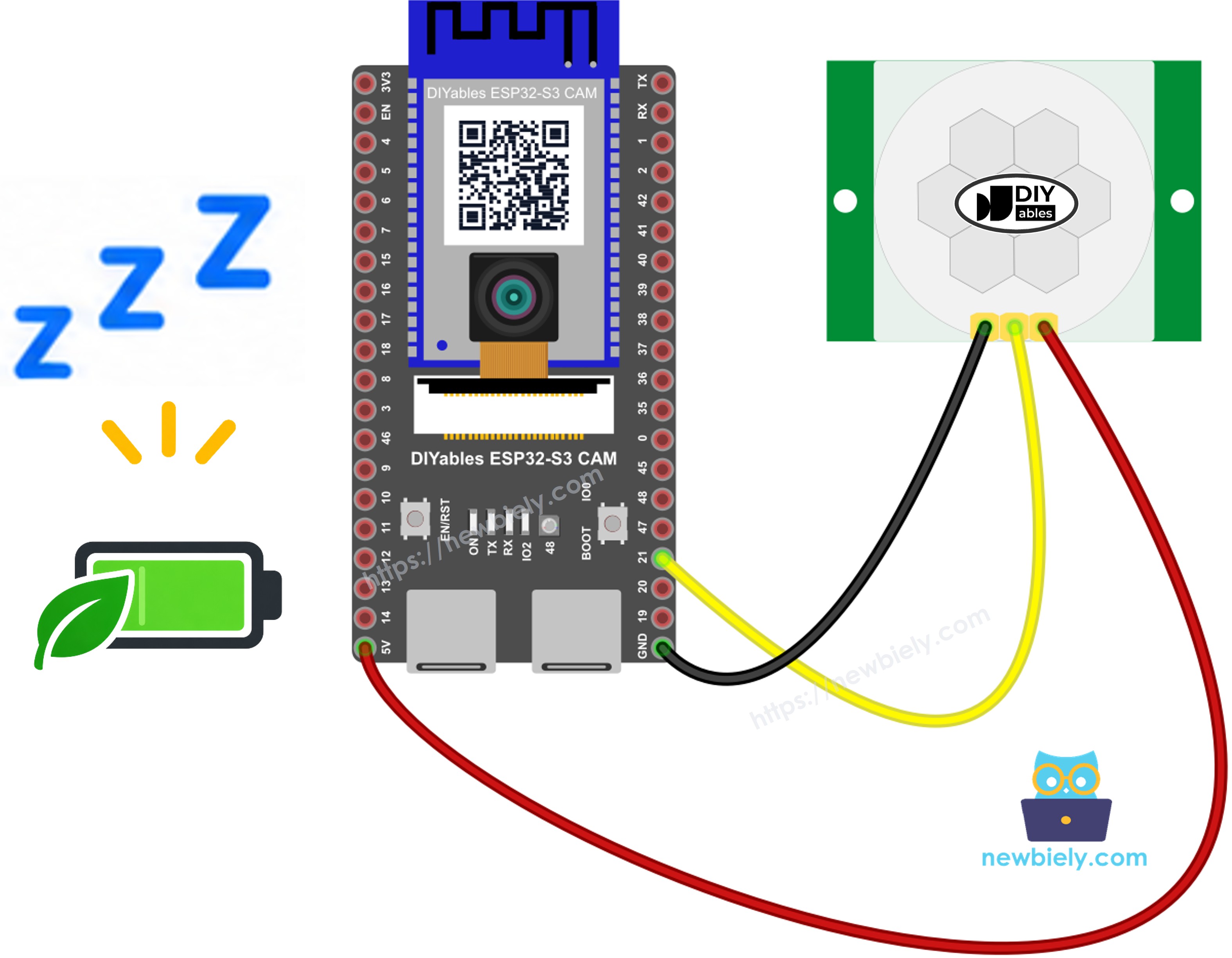 ESP32 S3 Deep-Sleep-Kamera Schaltplan