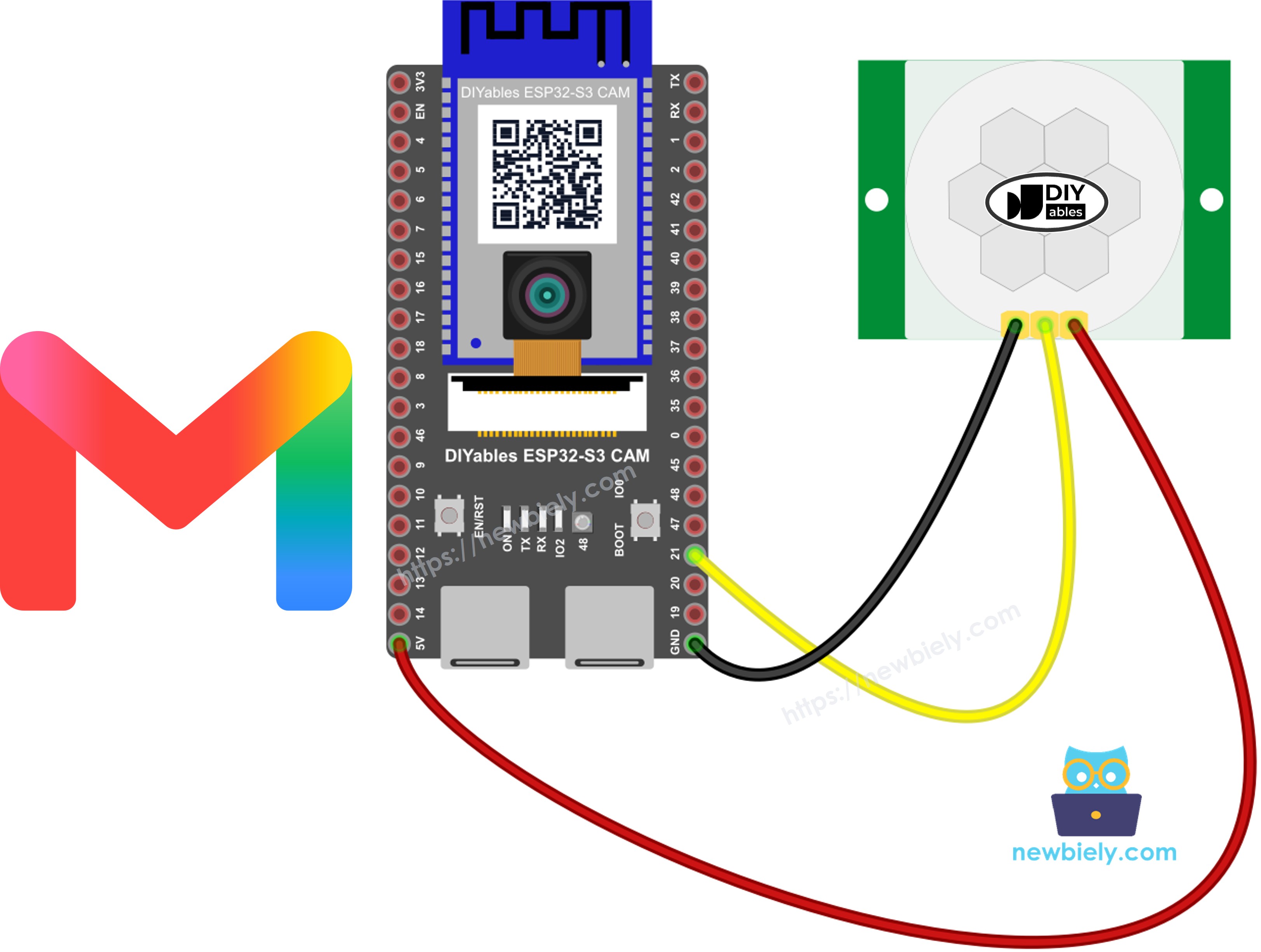 ESP32 S3 PIR-Bewegungssensor E-Mail Schaltplan