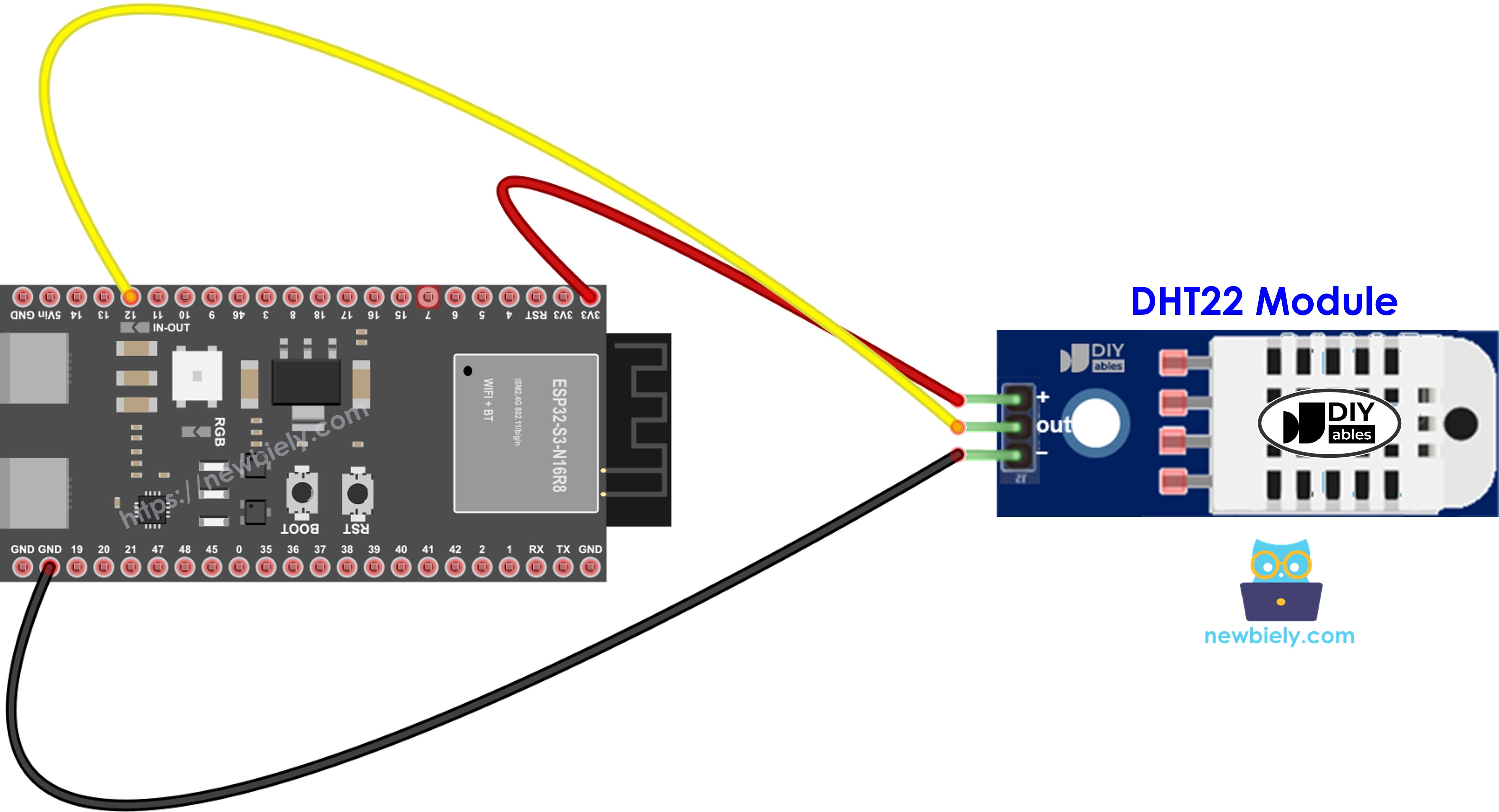 ESP32 S3 DHT22 Temperatur- und Feuchtigkeitsmodul Schaltplan