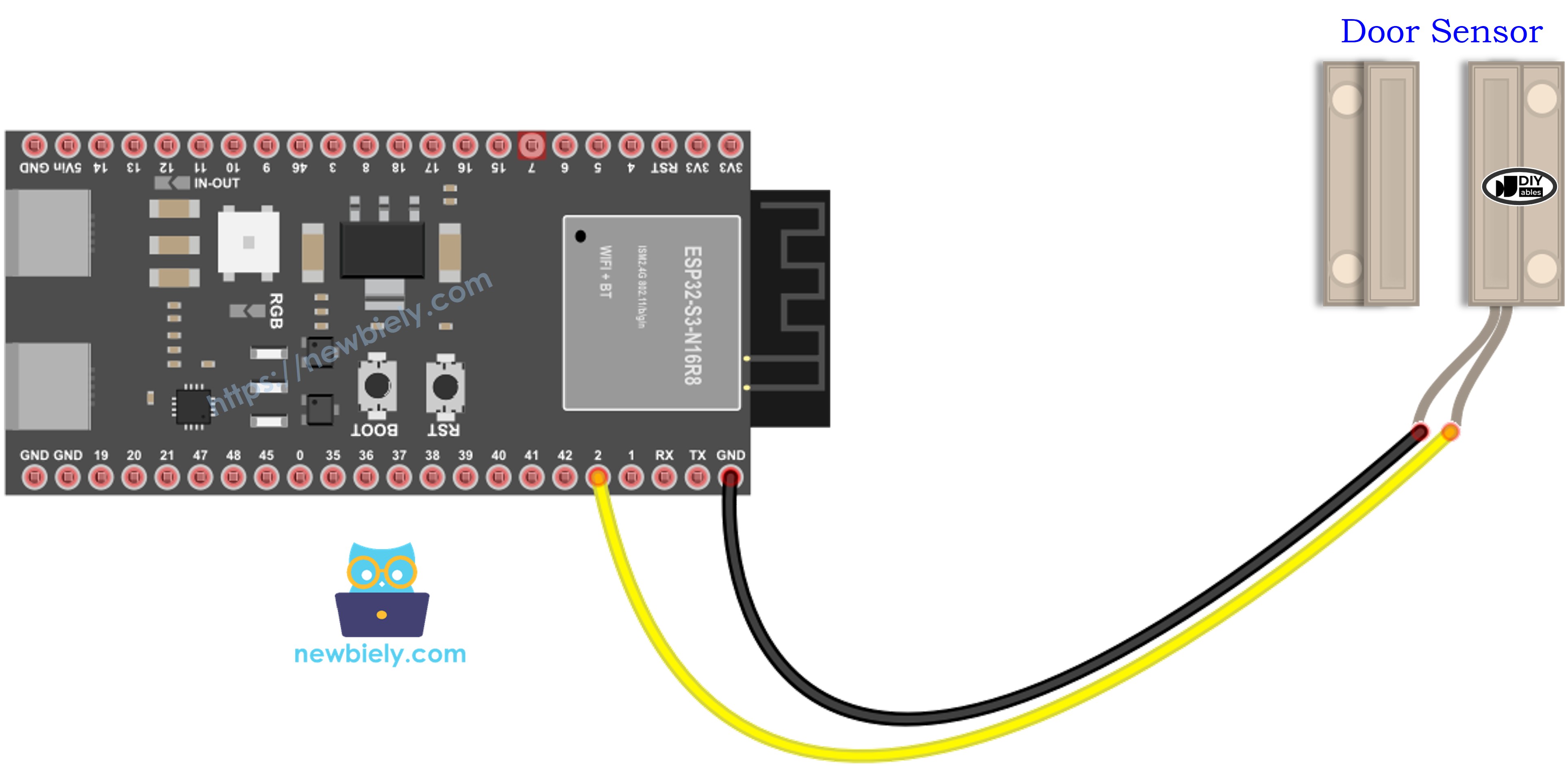 ESP32 S3 Türsensor Verdrahtungsdiagramm