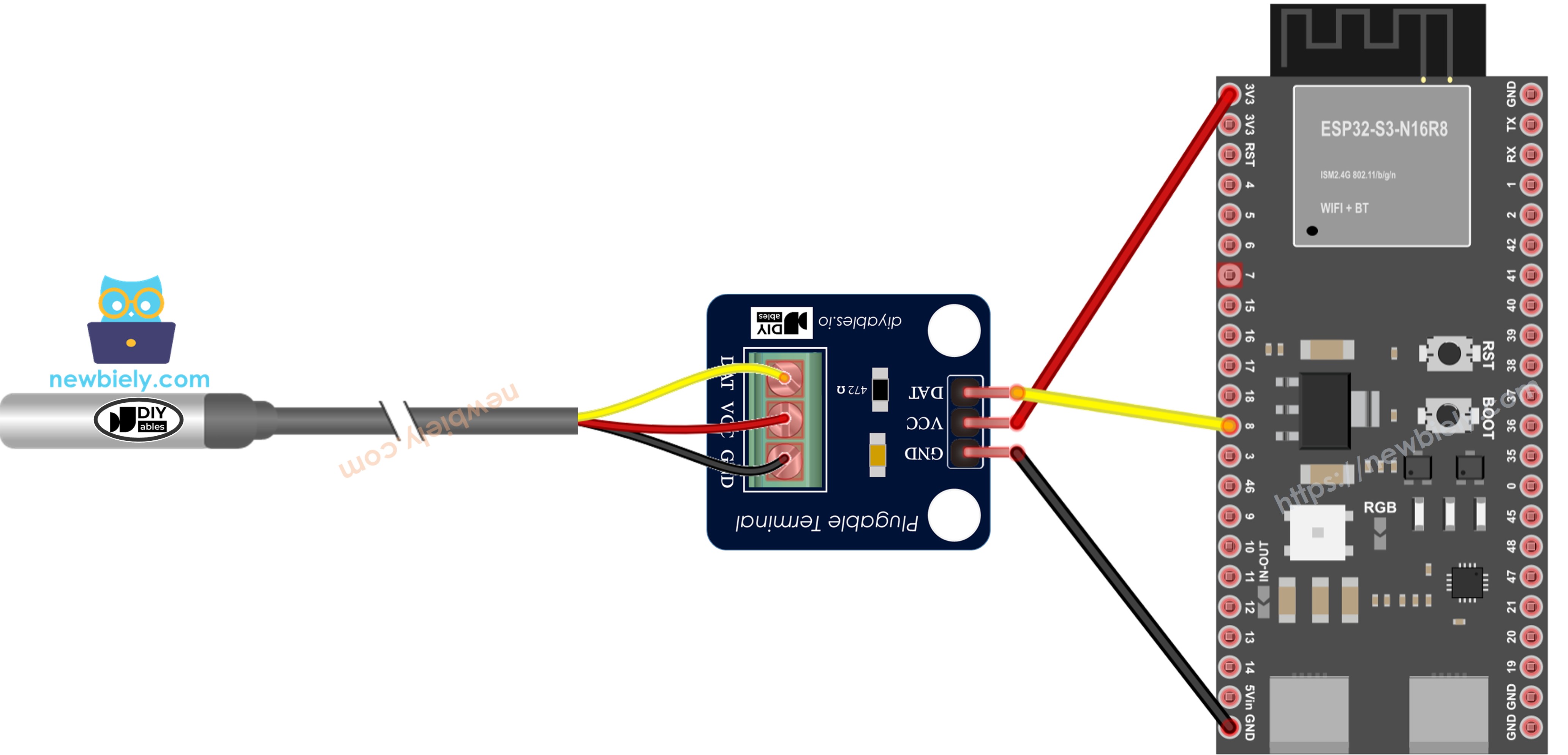 ESP32 S3 DS18B20 Schaltplan