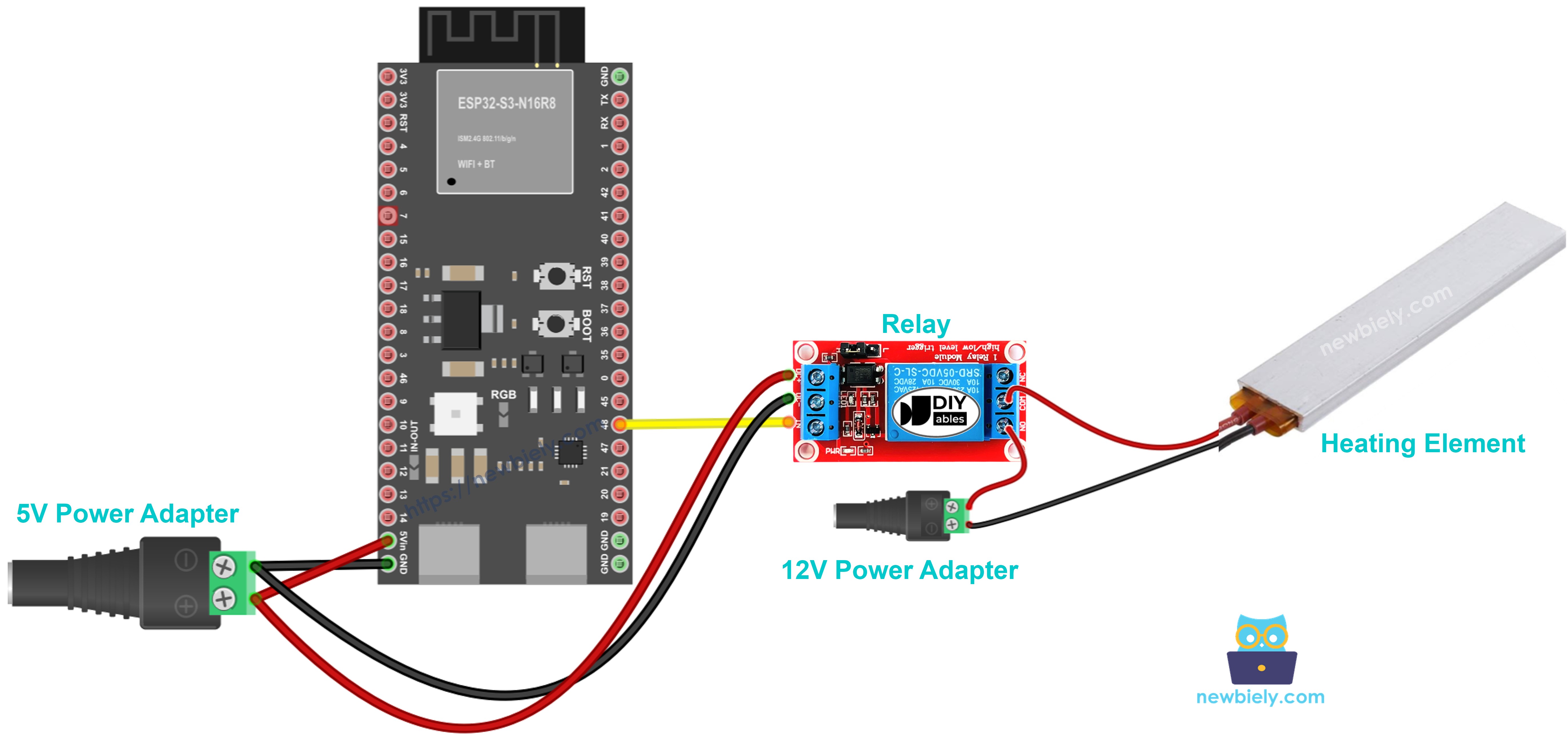 ESP32 S3 Heizelement Verdrahtungsdiagramm