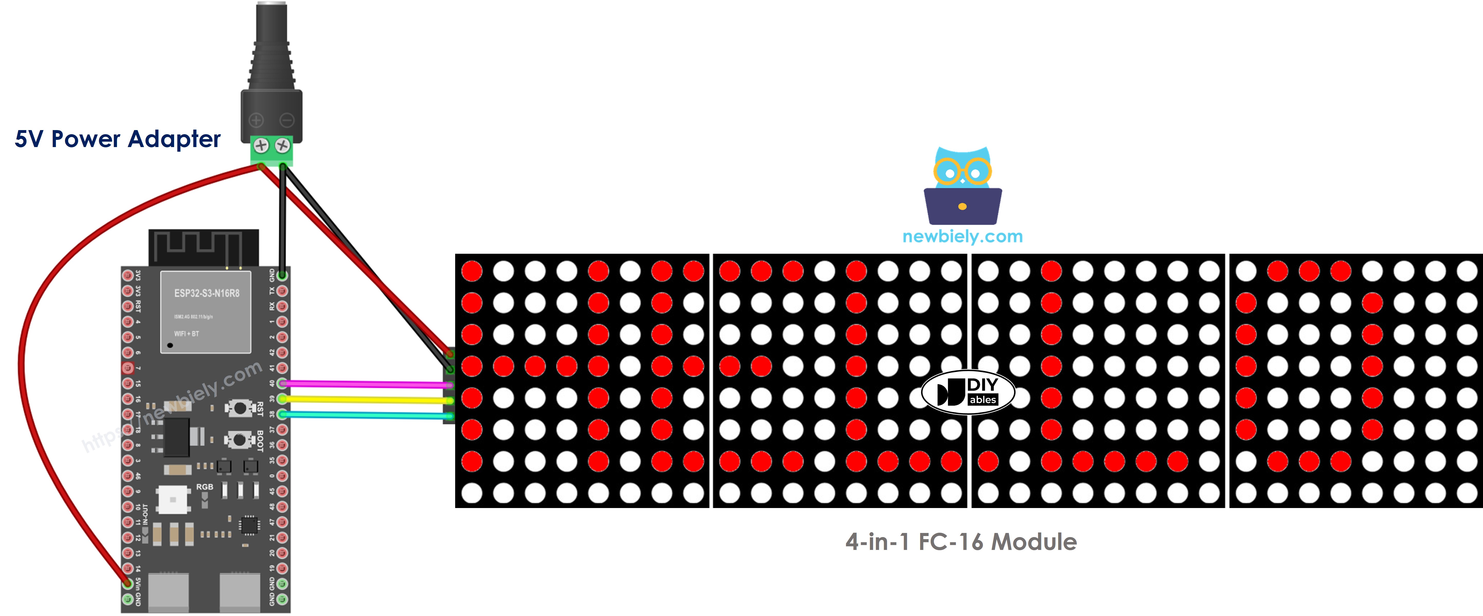 ESP32 S3 LED-Matrix-Display Schaltplan
