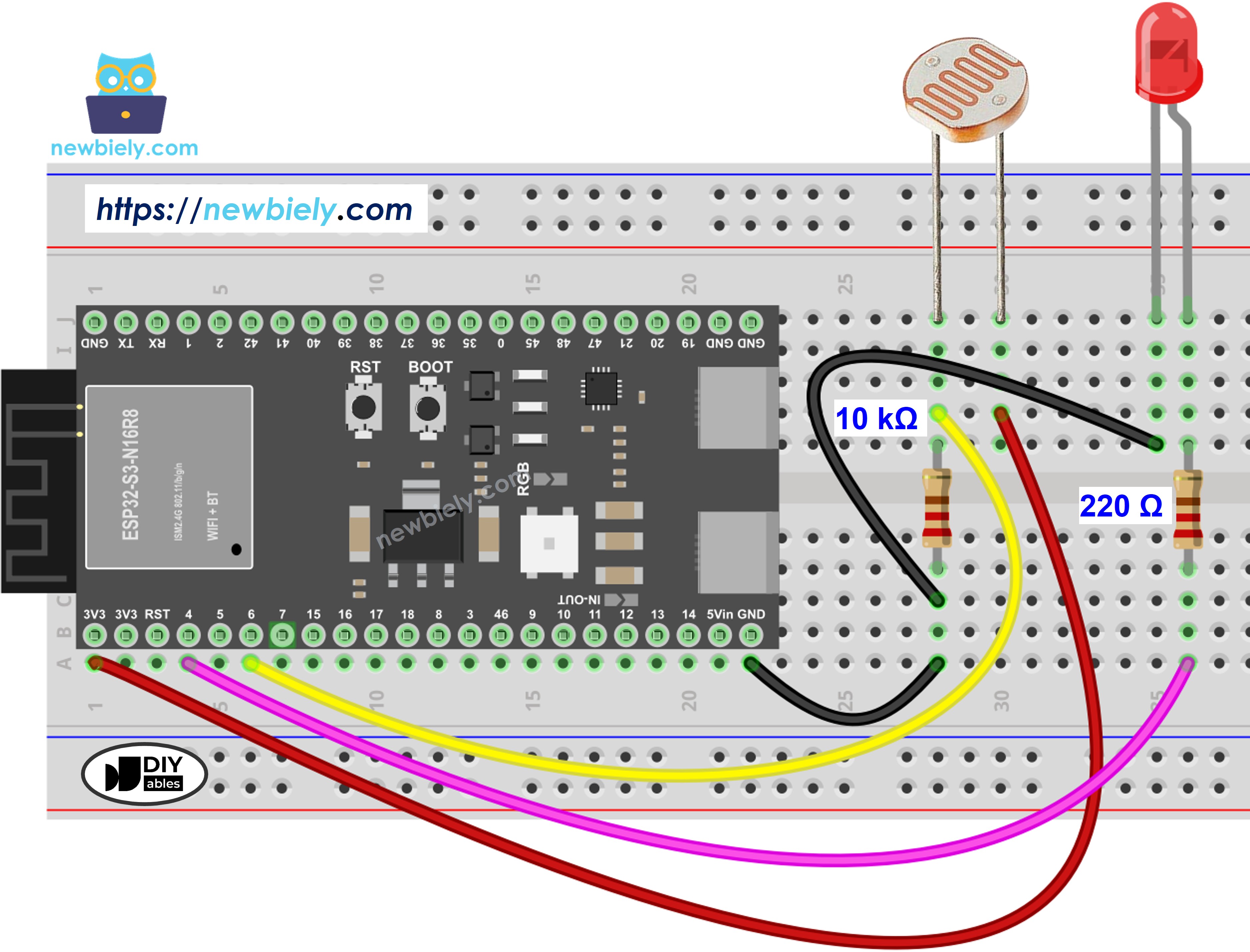 ESP32 S3 Lichtsensor LED Schaltplan