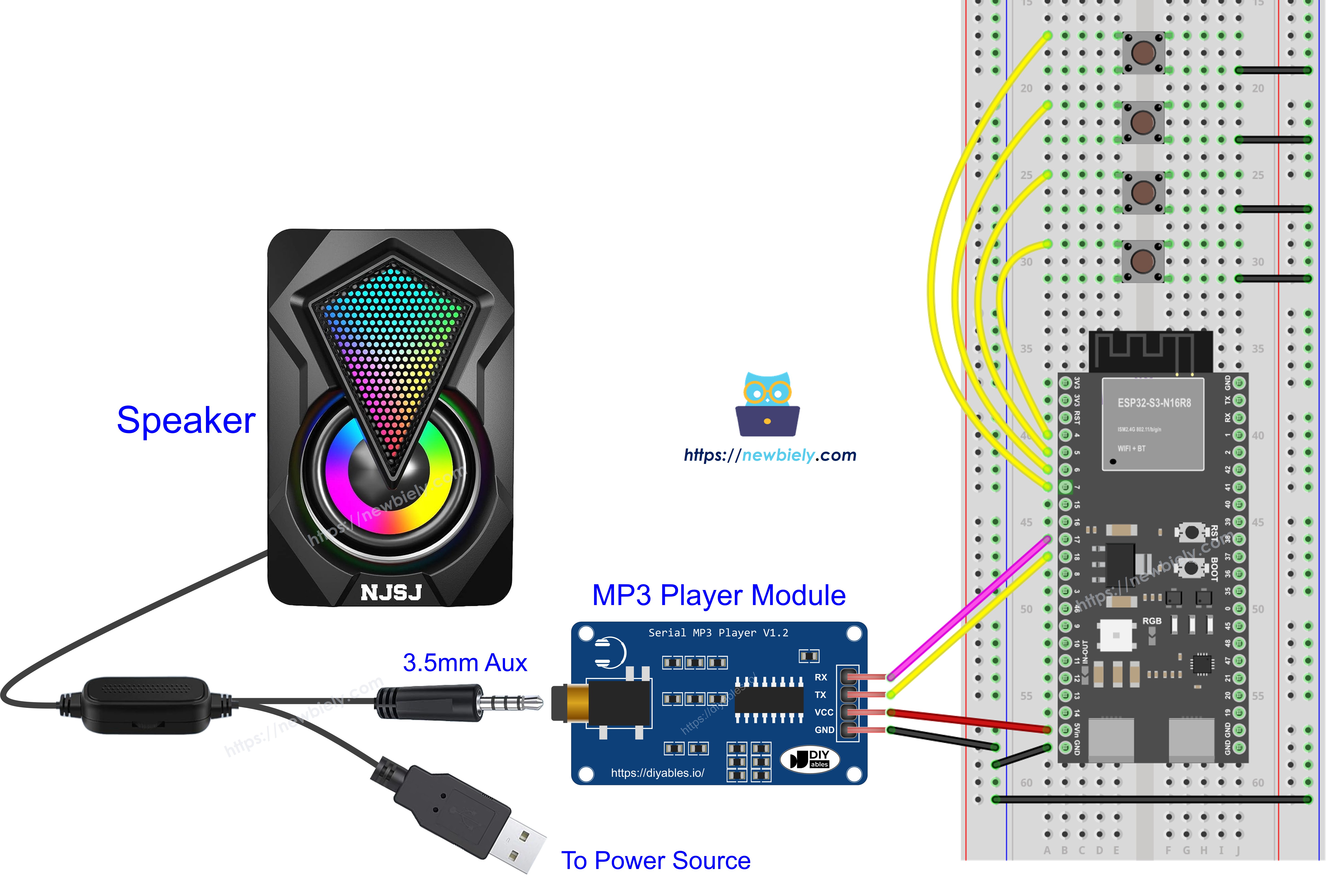 ESP32 S3 MP3-Player Lautsprecher Schaltplan