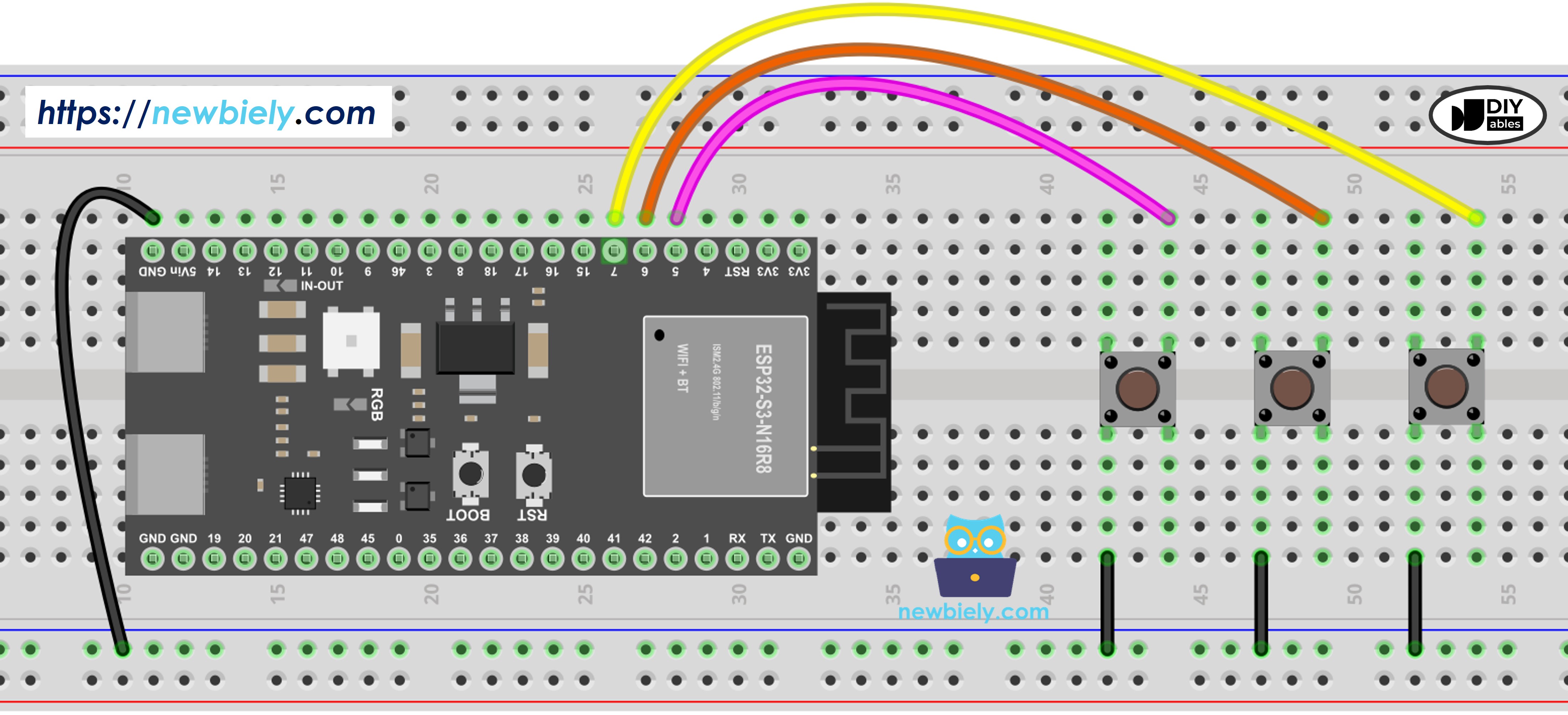 Schaltplan ESP32 S3 Taster-Bibliothek