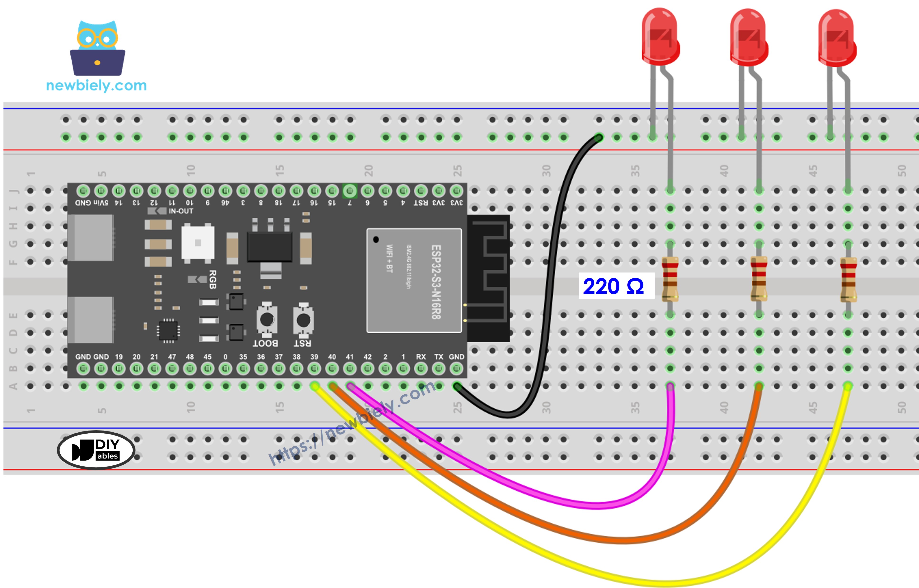 Schaltplan ESP32 S3 mehrere LEDs