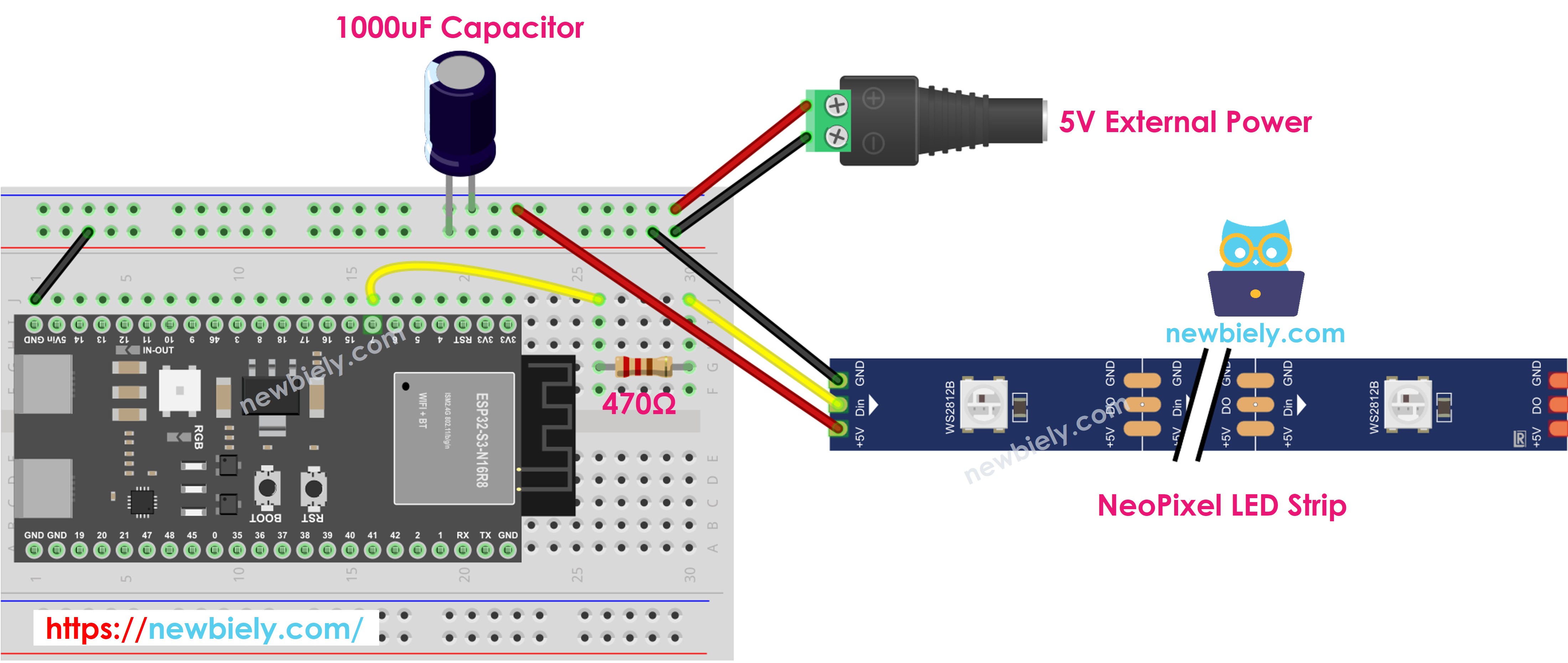 ESP32 S3 NeoPixel-RGB-LED-Streifen Schaltplan