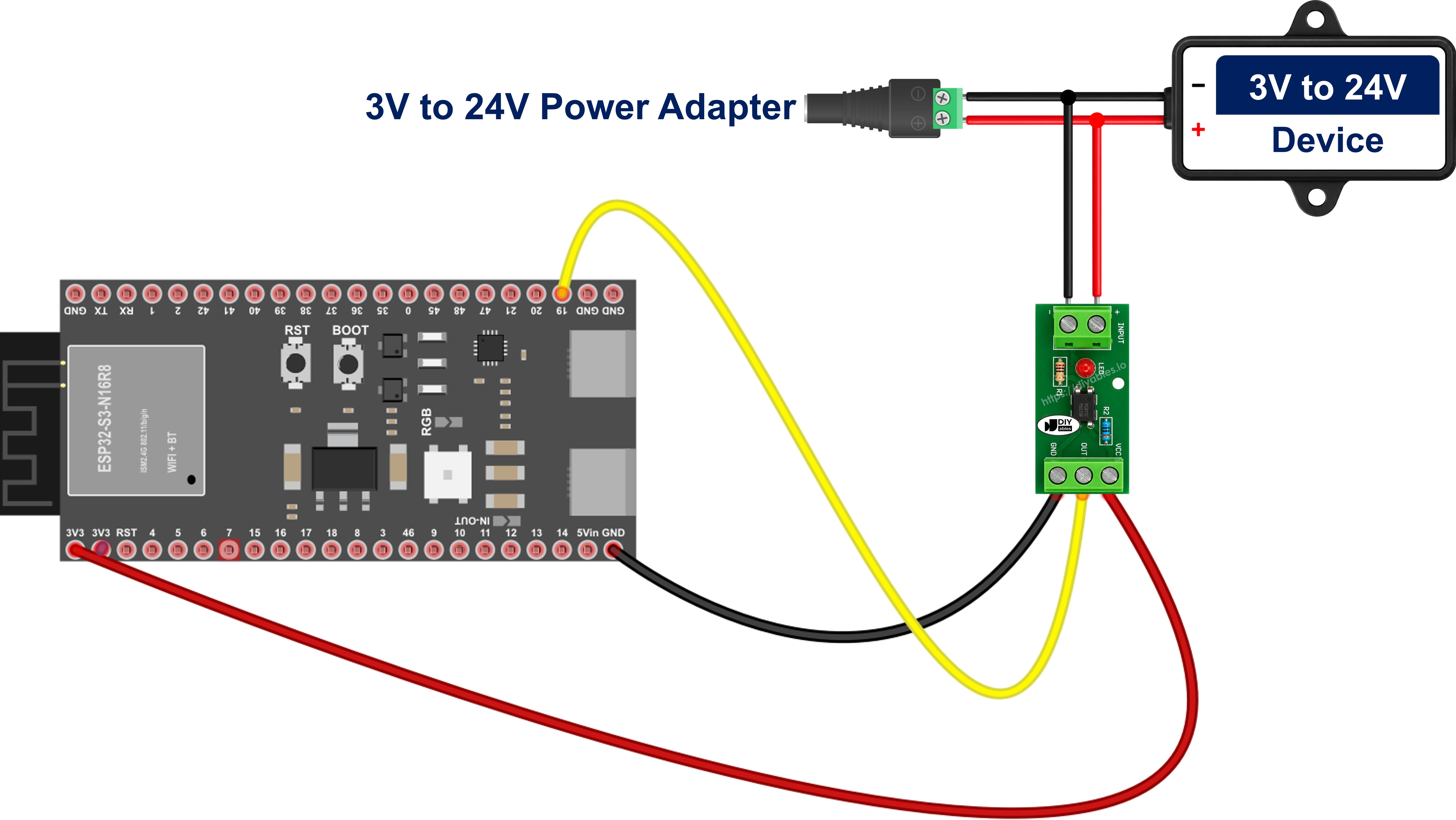 ESP32 S3 PC817-Optokoppler-Isolationsmodul Verdrahtungsdiagramm
