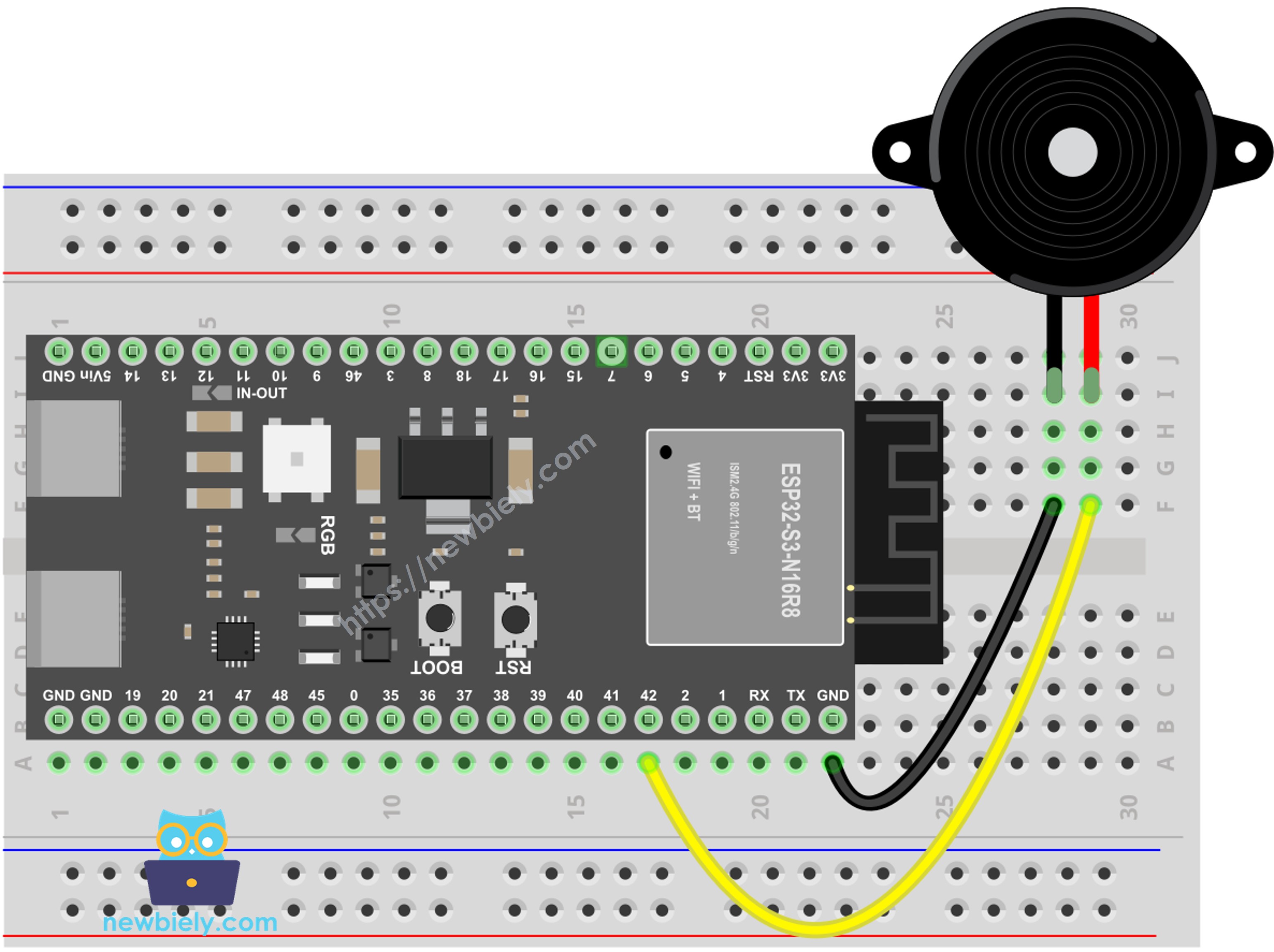 ESP32 S3 Piezo-Summermodul Verdrahtungsdiagramm
