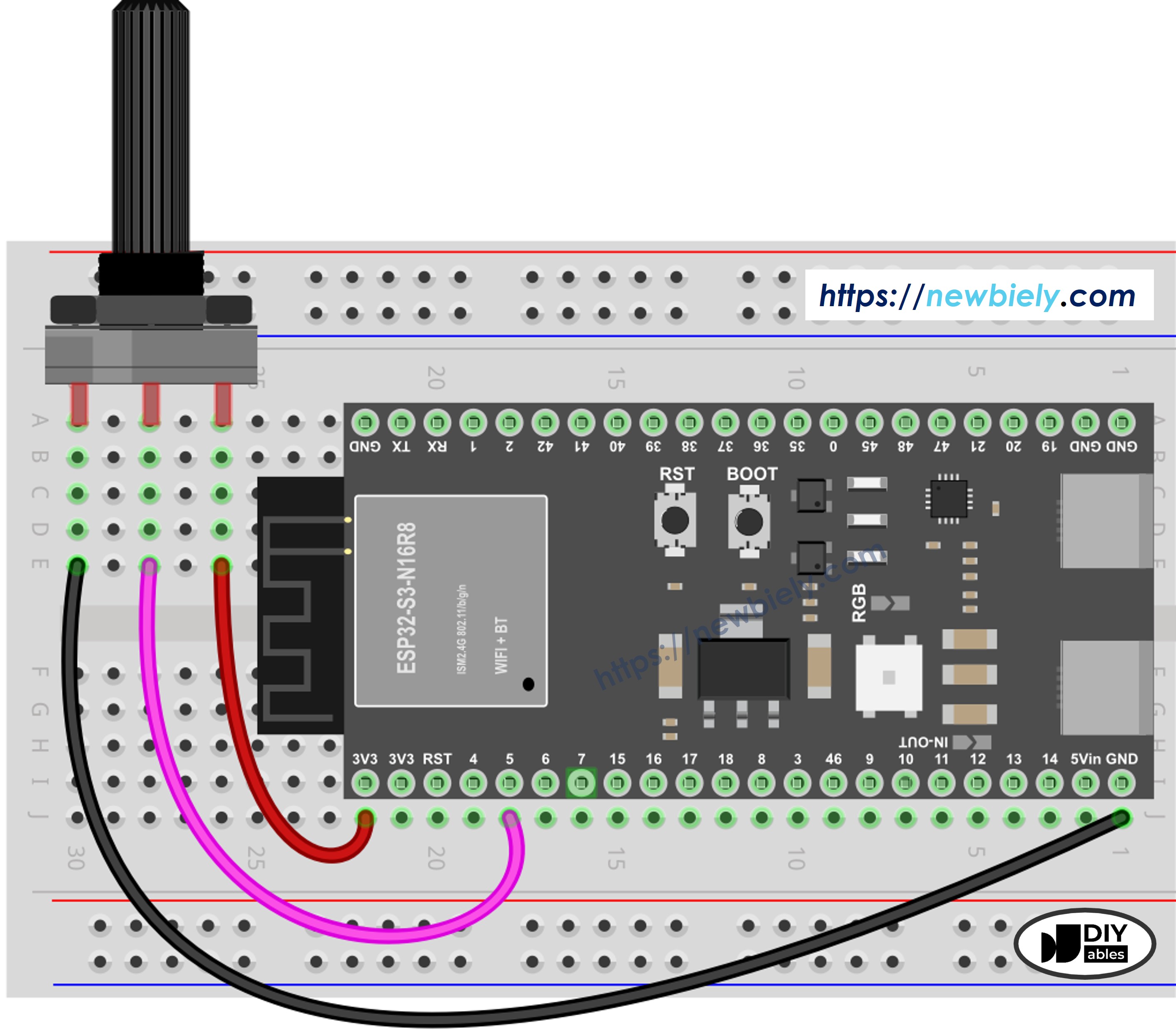 Schaltplan ESP32 S3 Potentiometer
