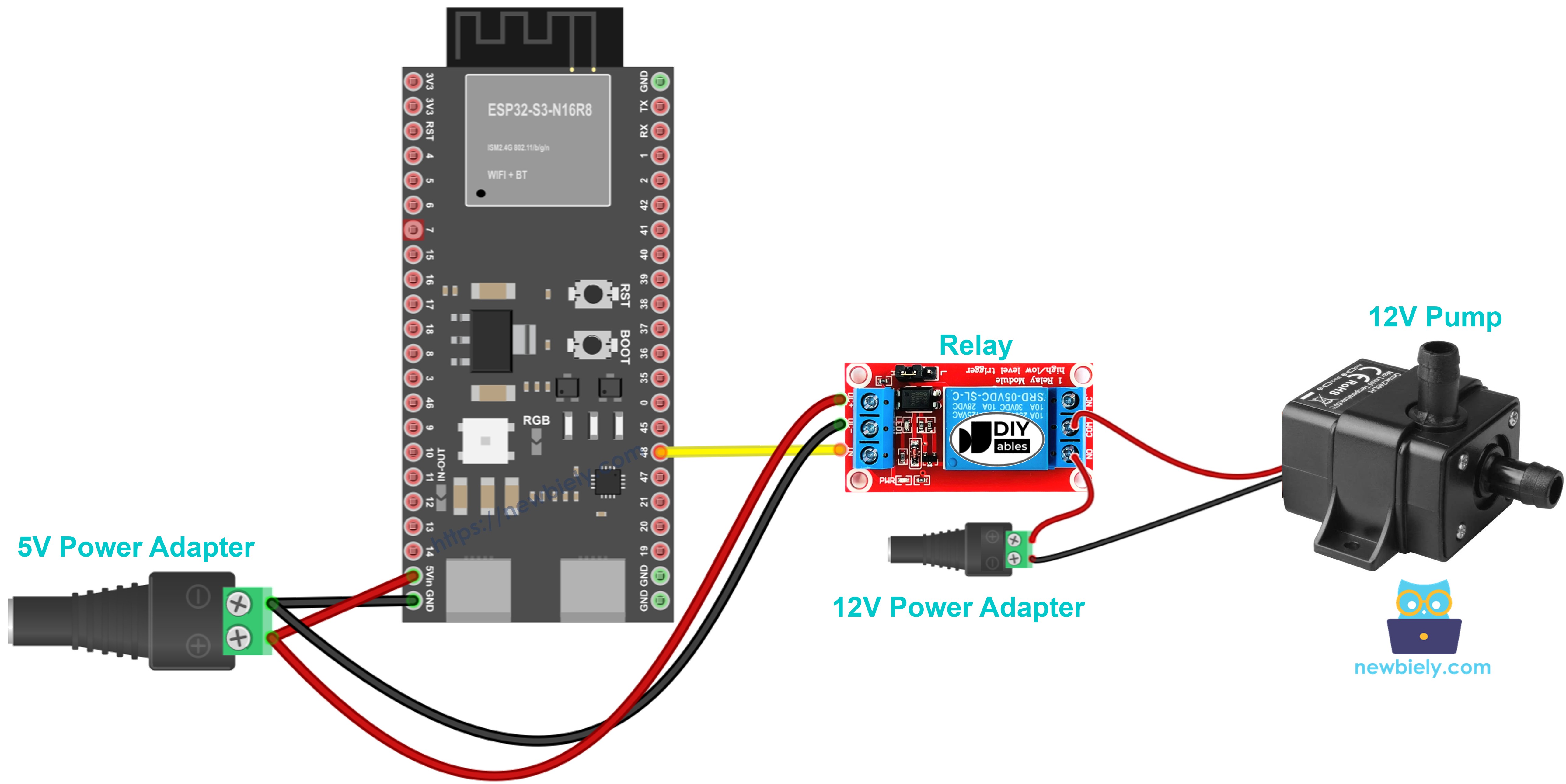ESP32 S3 Pumpe Verdrahtungsdiagramm
