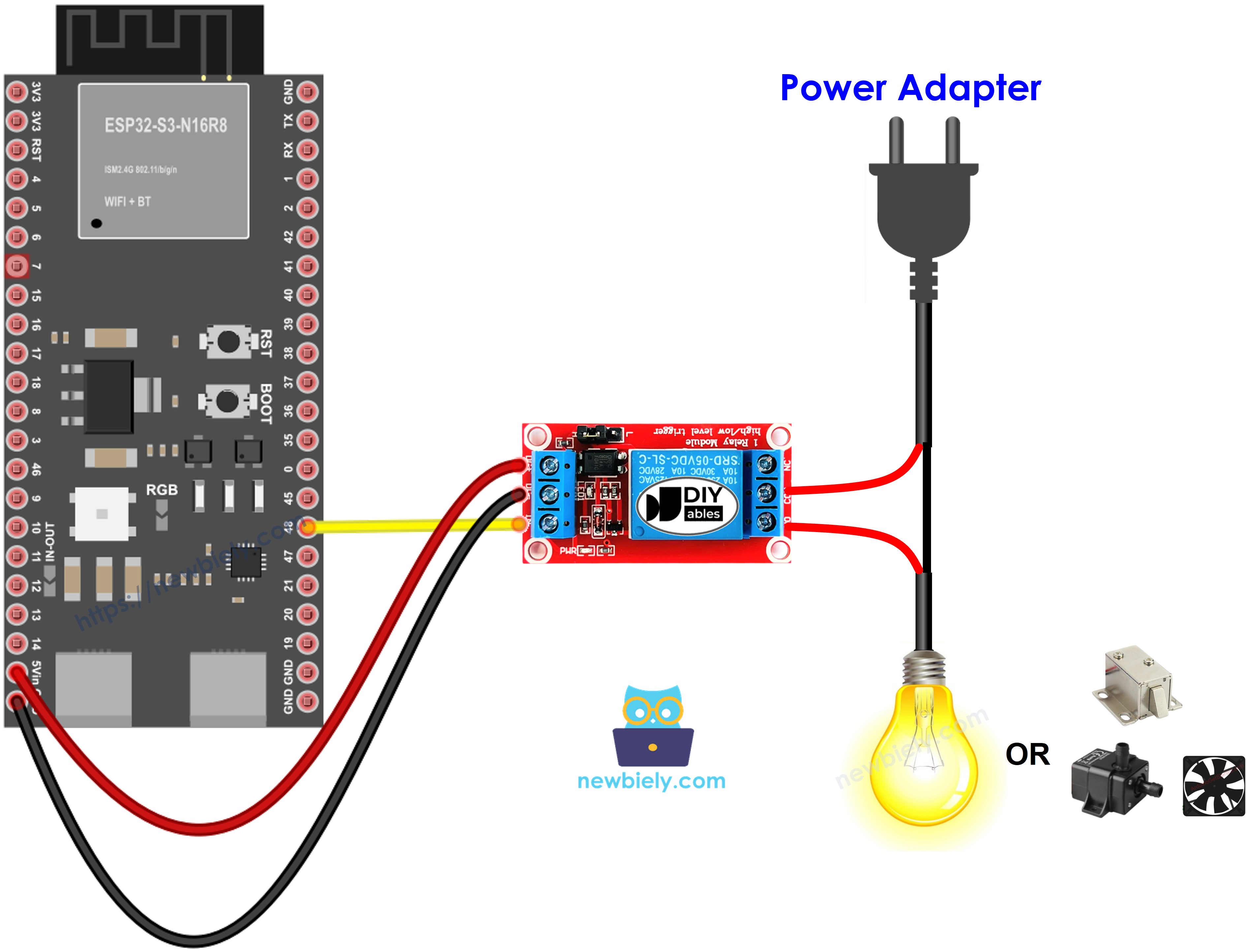 ESP32 S3 Relais Verdrahtungsplan