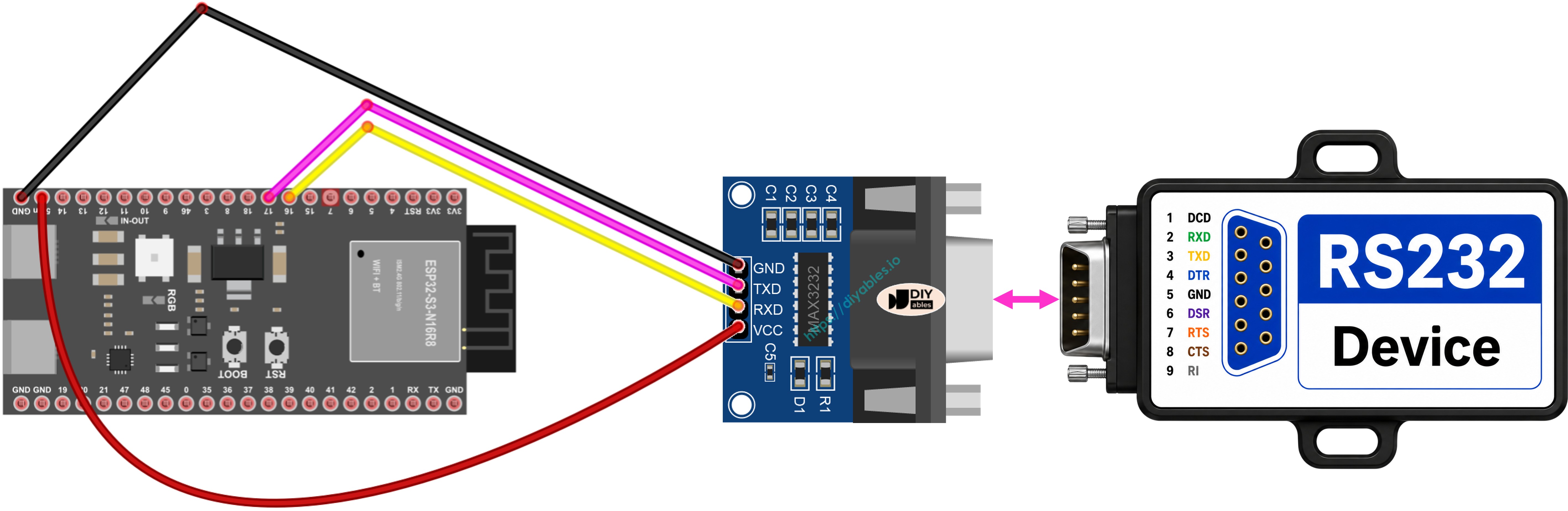 Schaltplan ESP32 S3 TTL zu RS232