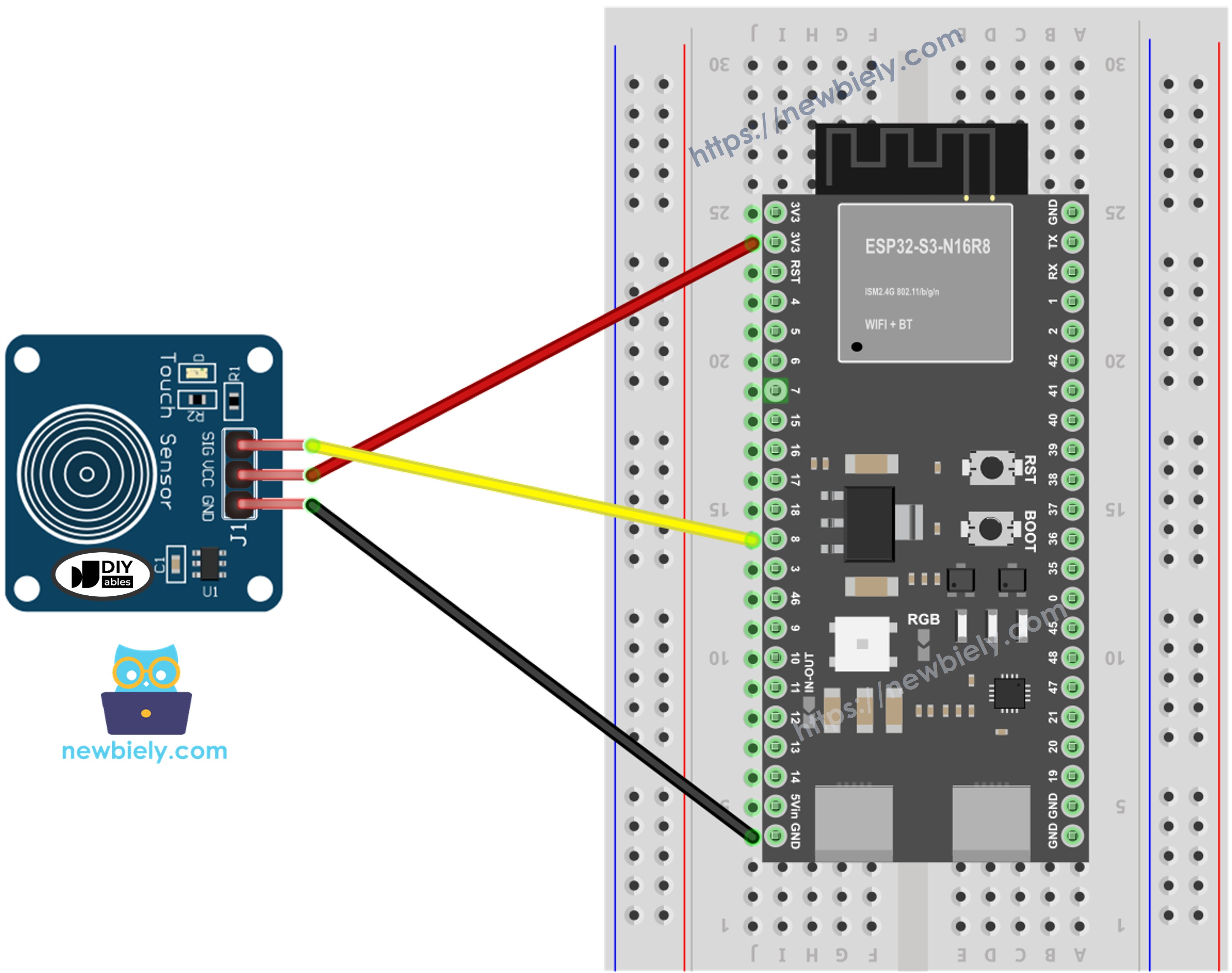 ESP32 S3 Berührungssensor Schaltplan