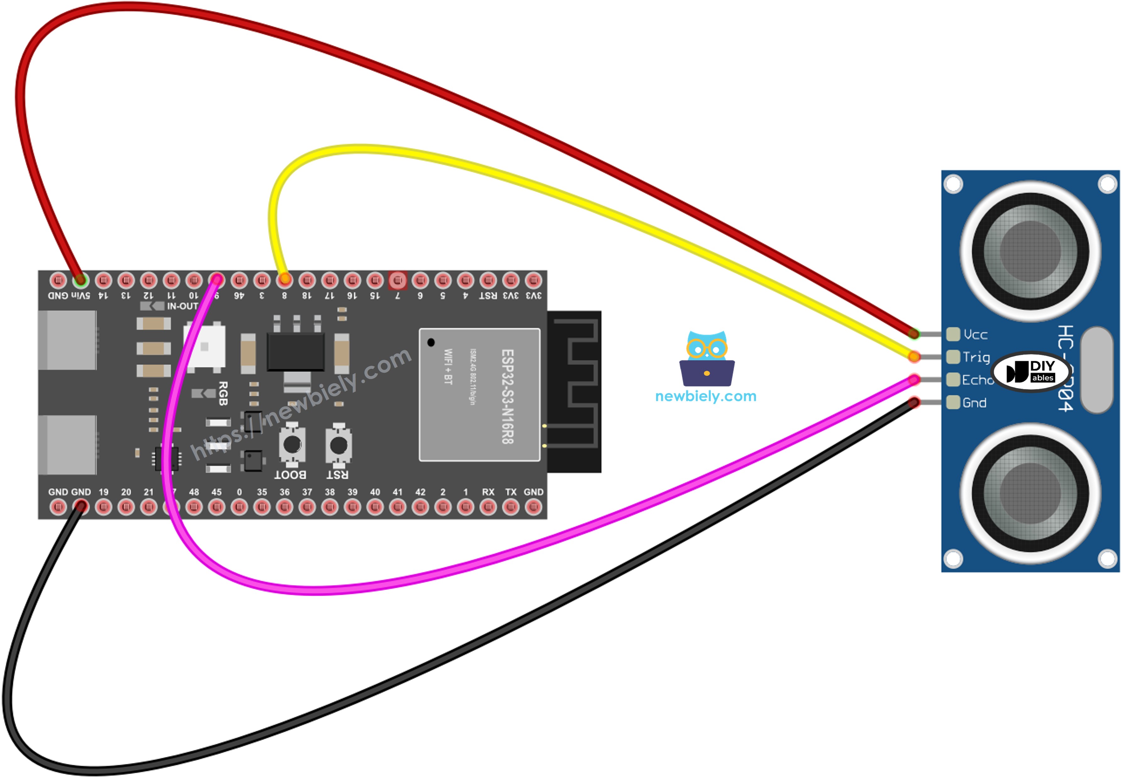ESP32 S3 Ultraschallsensor Schaltplan