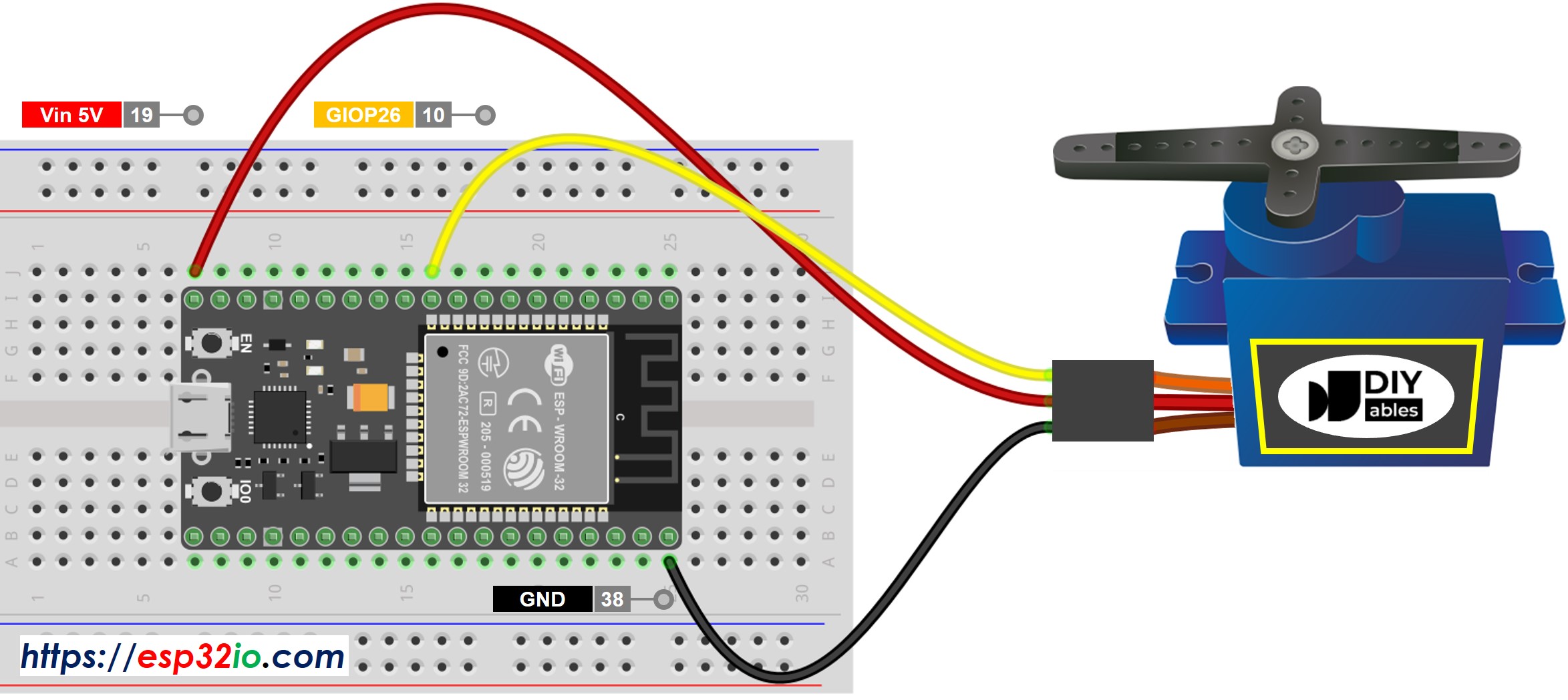 ESP32 Servo-Motor Verdrahtungsdiagramm