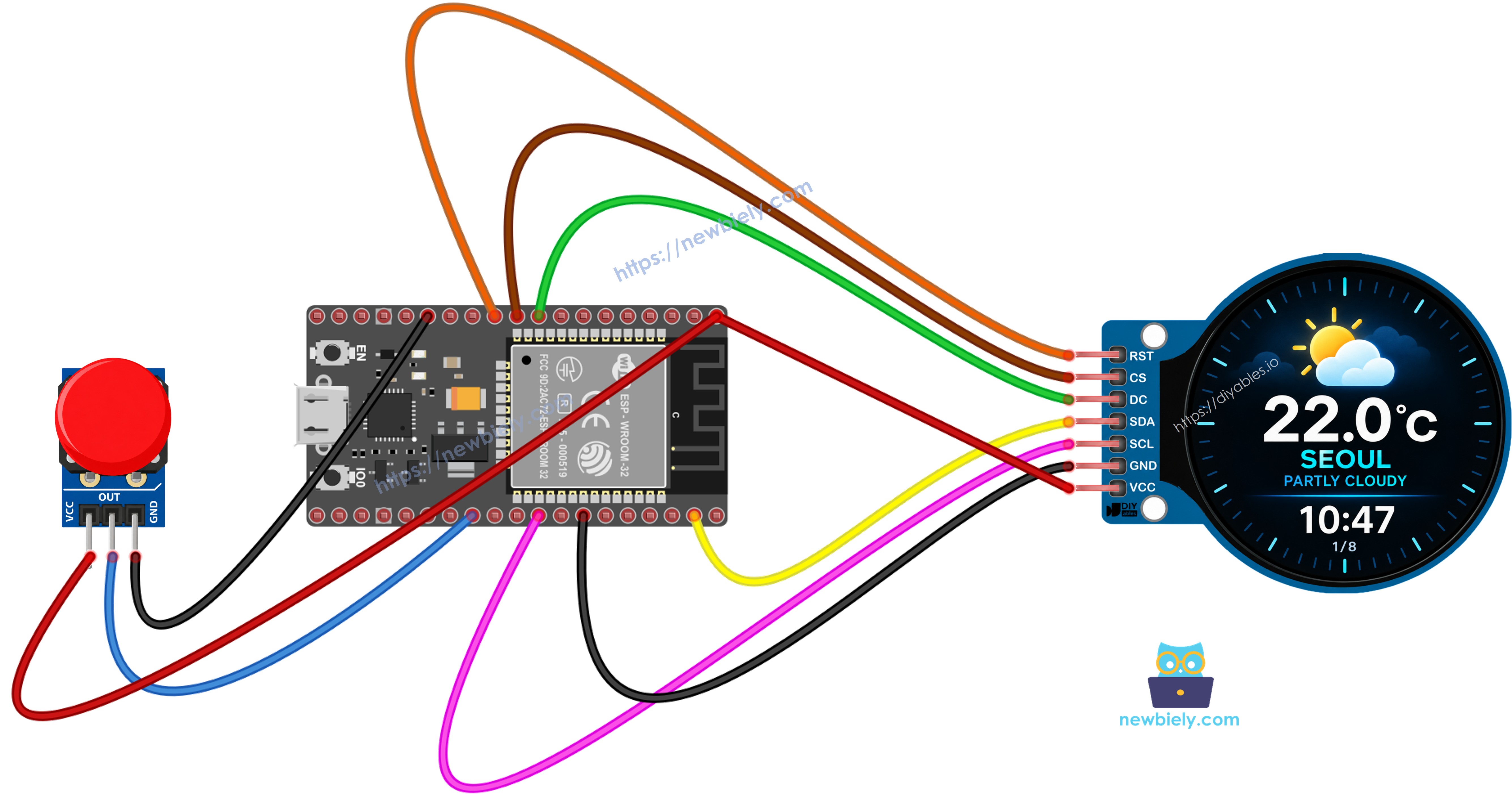 ESP32 intelligente Wetterstation Schaltplan mit Tastermodul