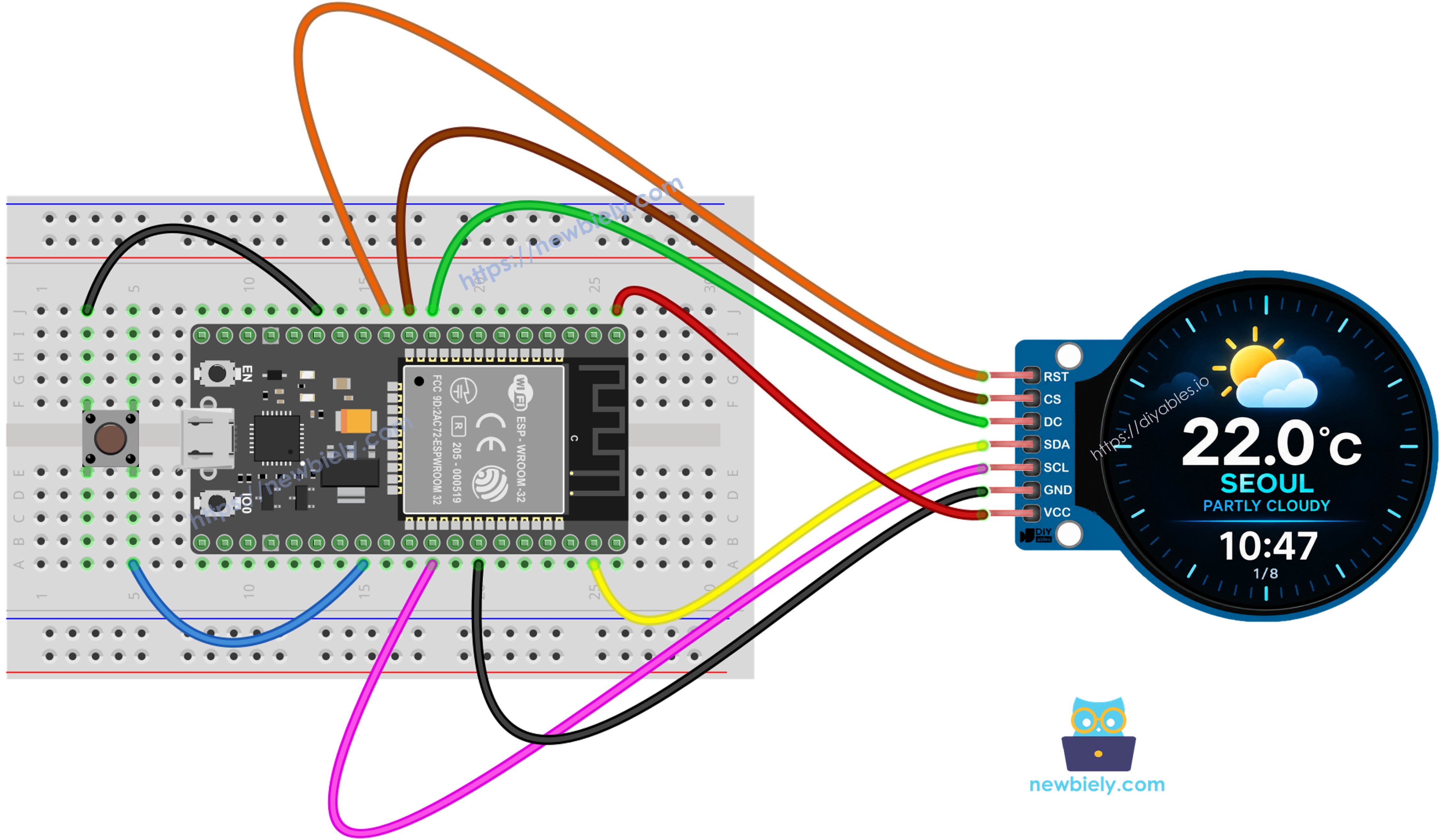 ESP32 intelligente Wetterstation Schaltplan mit Taster
