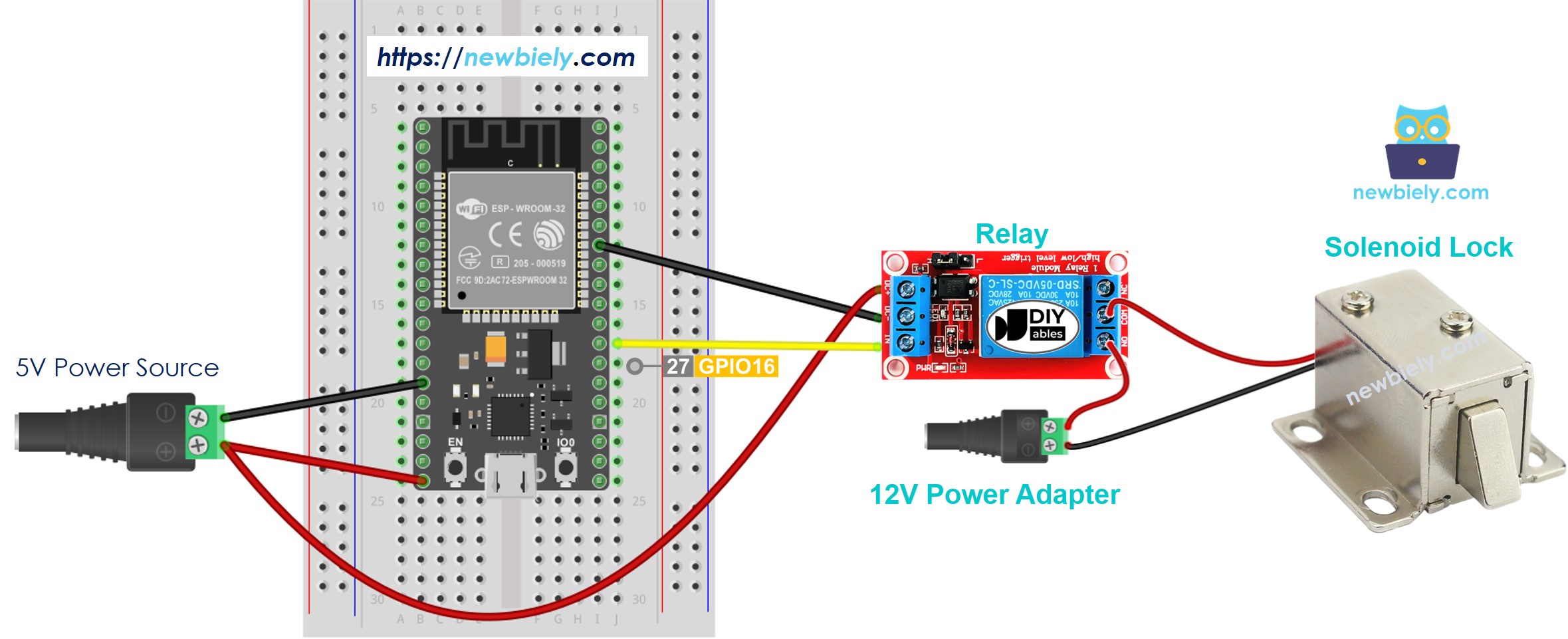 ESP32-Solenoid-Verriegelung Verdrahtungsdiagramm