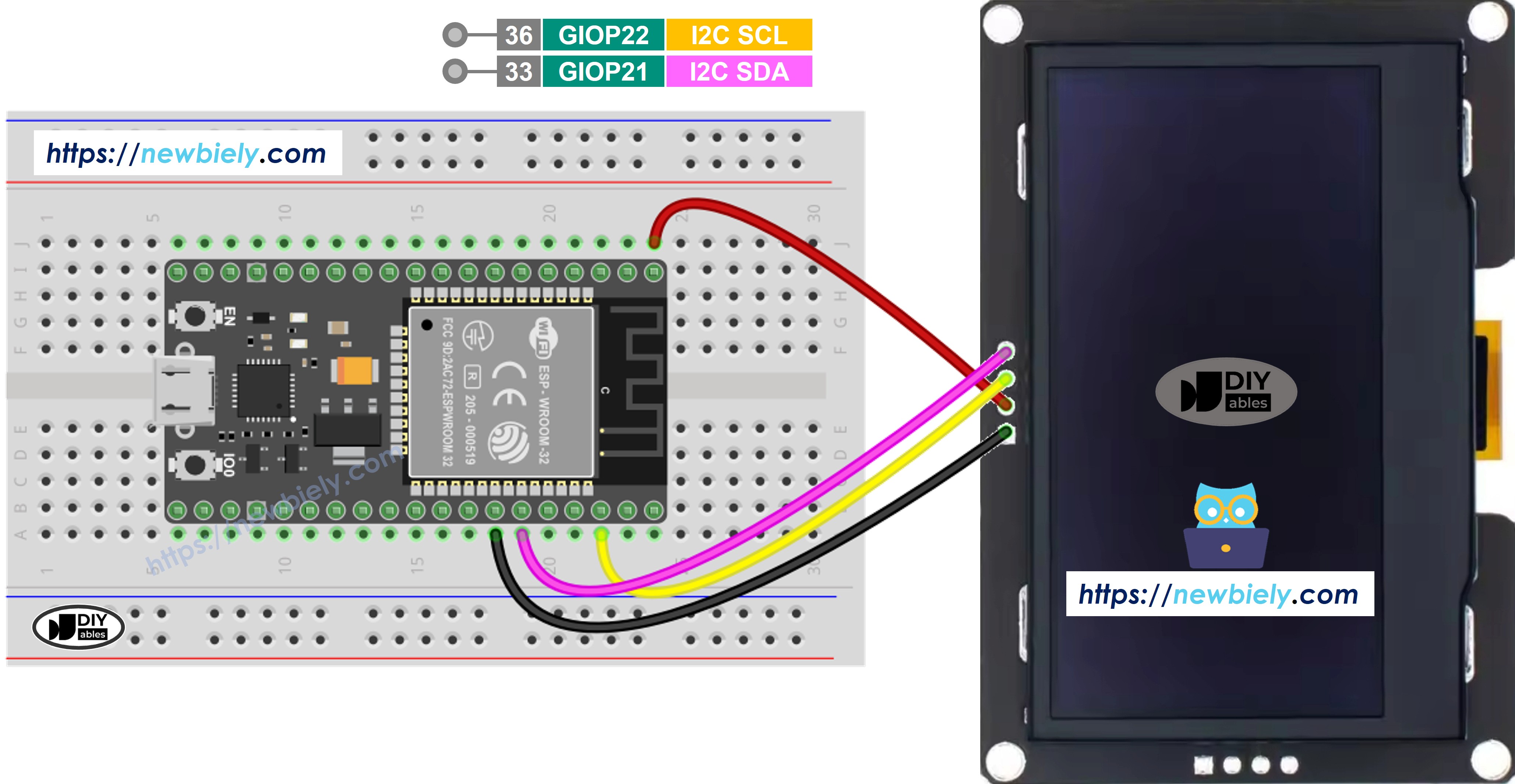 ESP32 SSD1309 OLED 128x64 Schaltplan