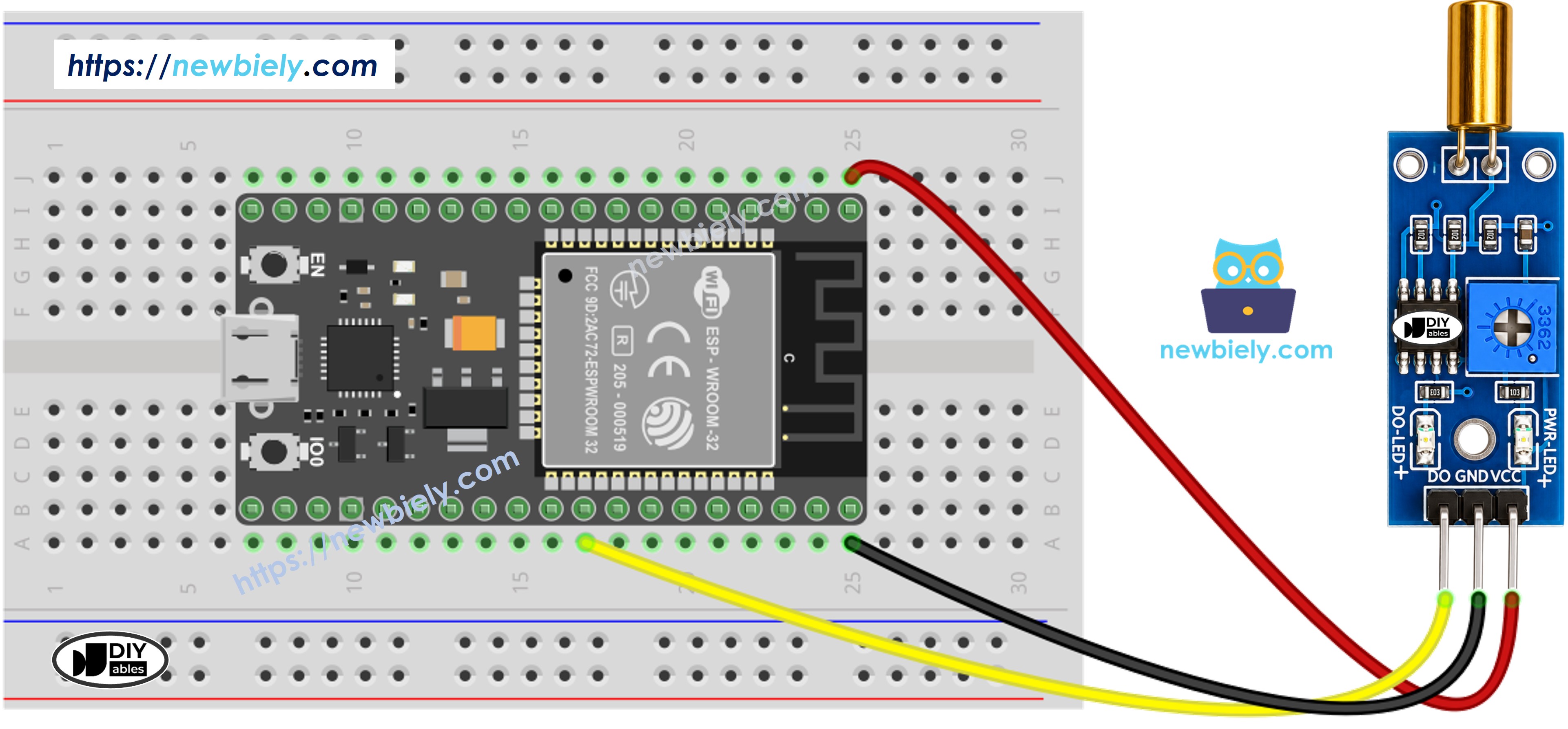 ESP32 SW520D Tilt Sensor Wiring Diagram