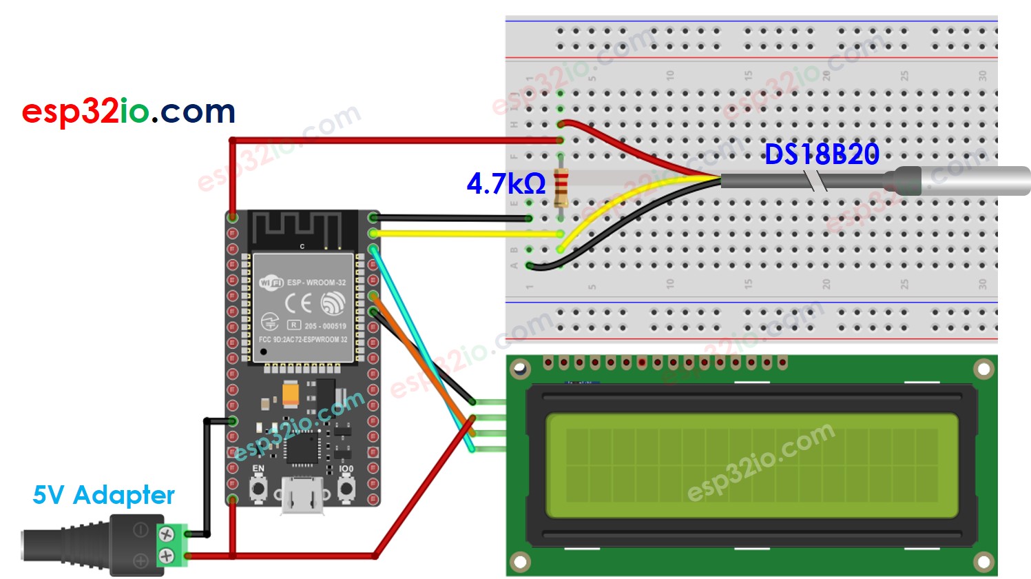 ESP32-Temperatursensor LCD-Schaltplan
