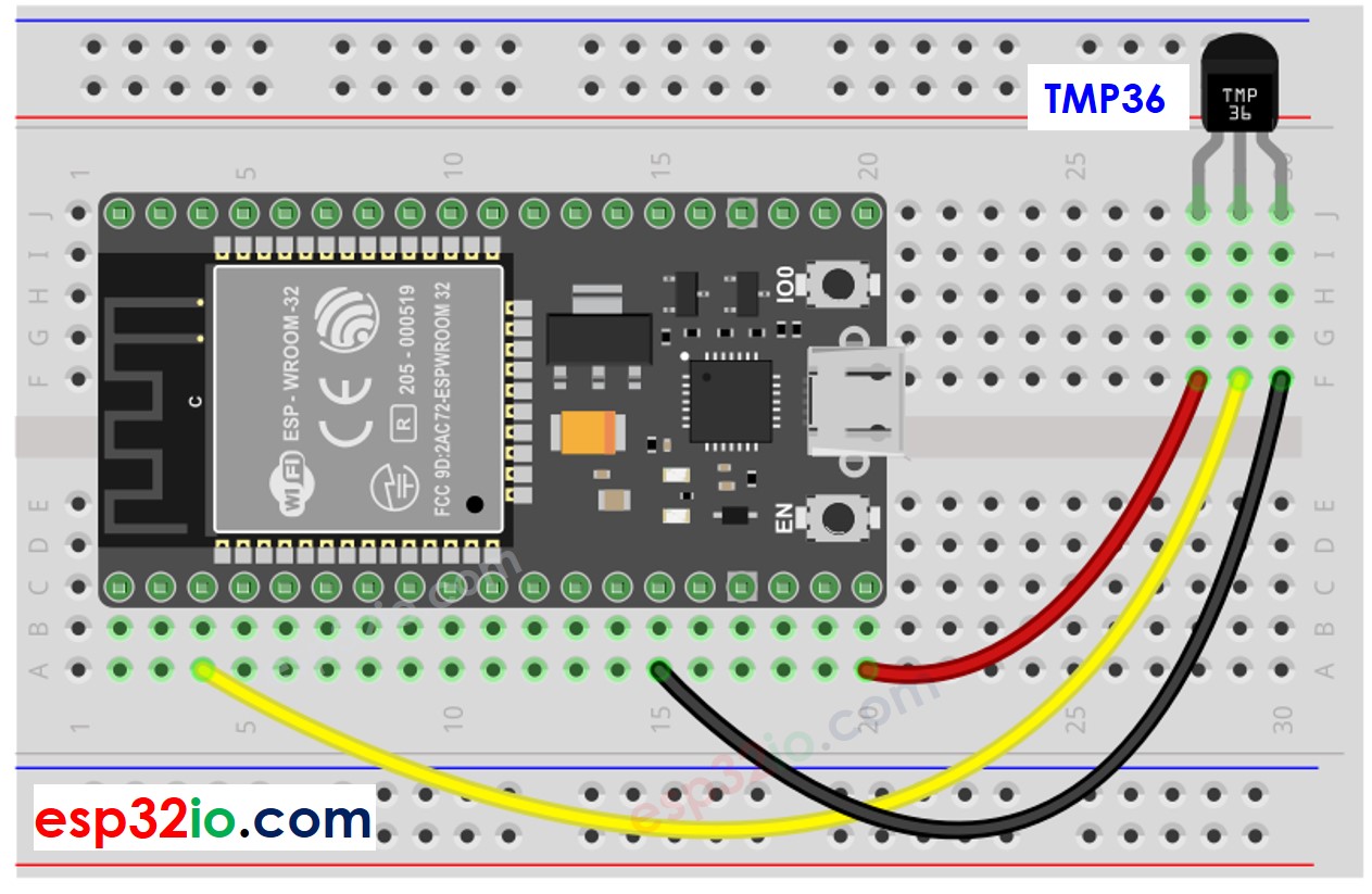 ESP32 TMP36-Temperatursensor Verdrahtungsdiagramm