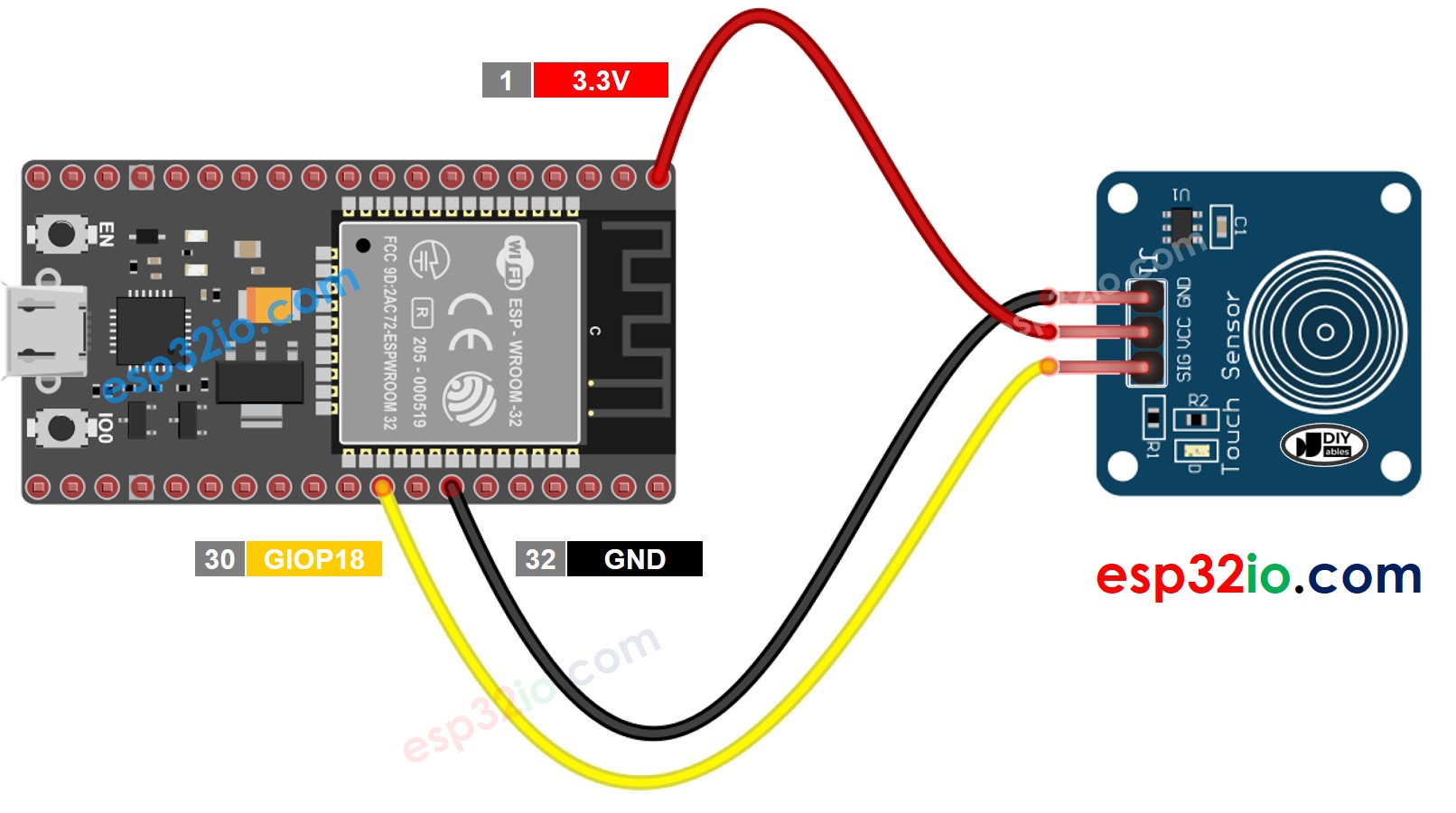 ESP32-Berührungssensor-Verdrahtungsdiagramm