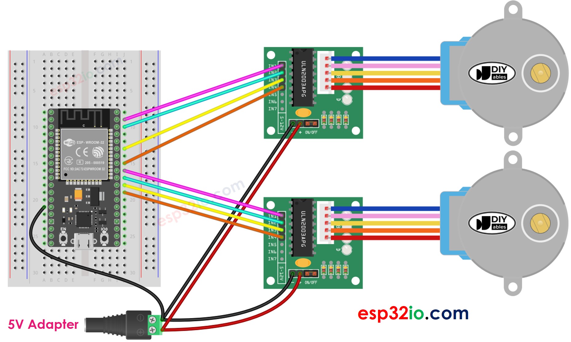 ESP32-Zwei-Schrittmotor-ULN2003-Treiber-Schaltplan