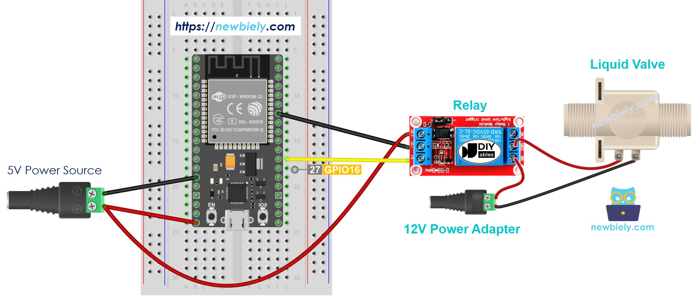 ESP32-Wasserventil-Verdrahtungsdiagramm