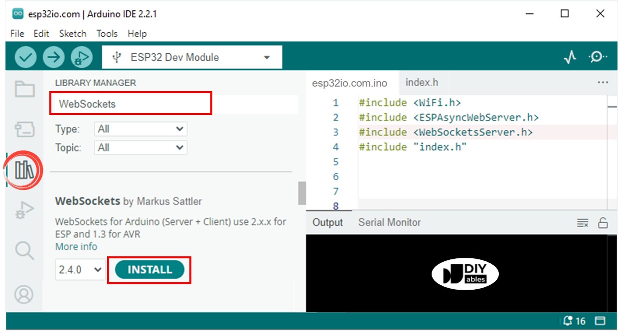 ESP32 WebSocket-Bibliothek