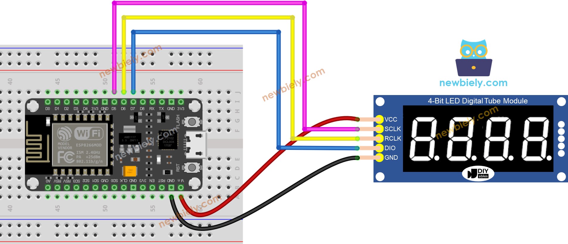 ESP8266 NodeMCU 74HC595 Modul Schaltplan