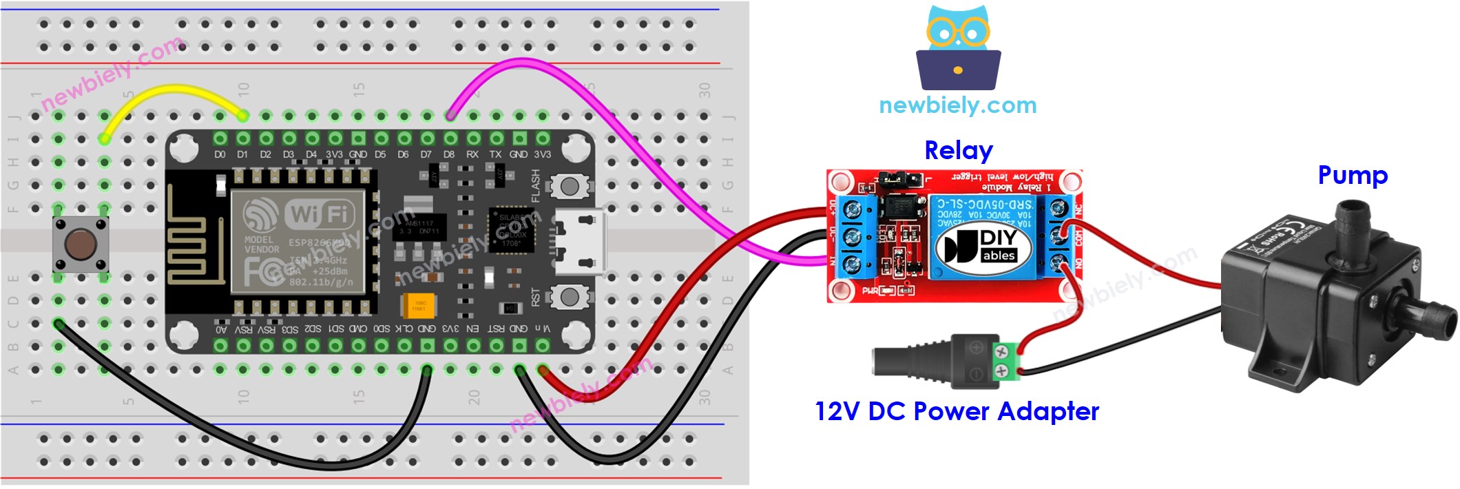 ESP8266 NodeMCU Tastersteuerung Pumpenschaltplan