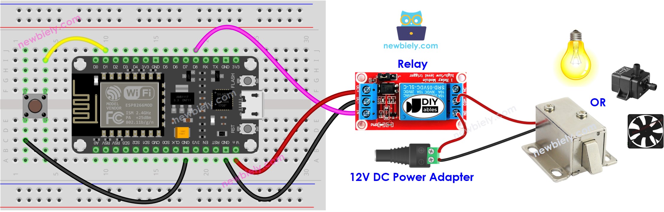 ESP8266 NodeMCU-Taster-Relais-Schaltplan