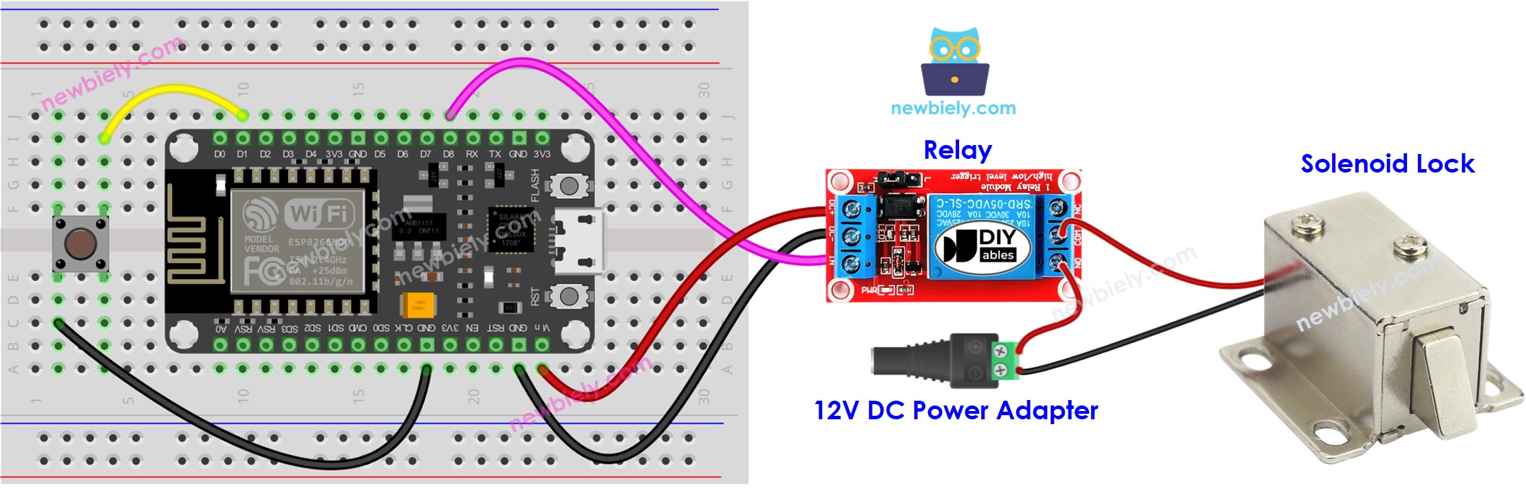 ESP8266 NodeMCU Solenoidschloss Verdrahtungsdiagramm