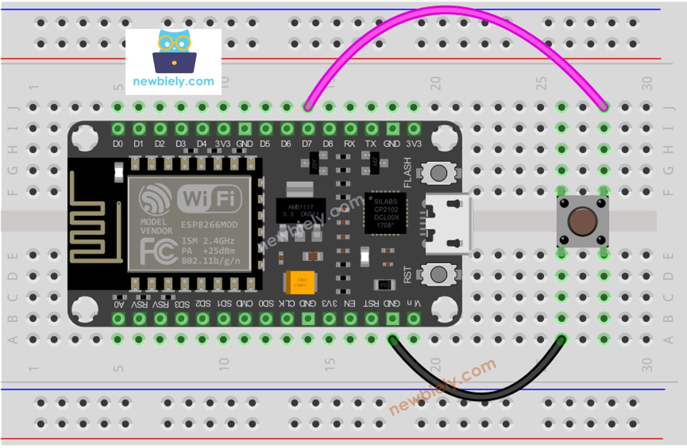 ESP8266 NodeMCU-Taster-Verdrahtungsdiagramm